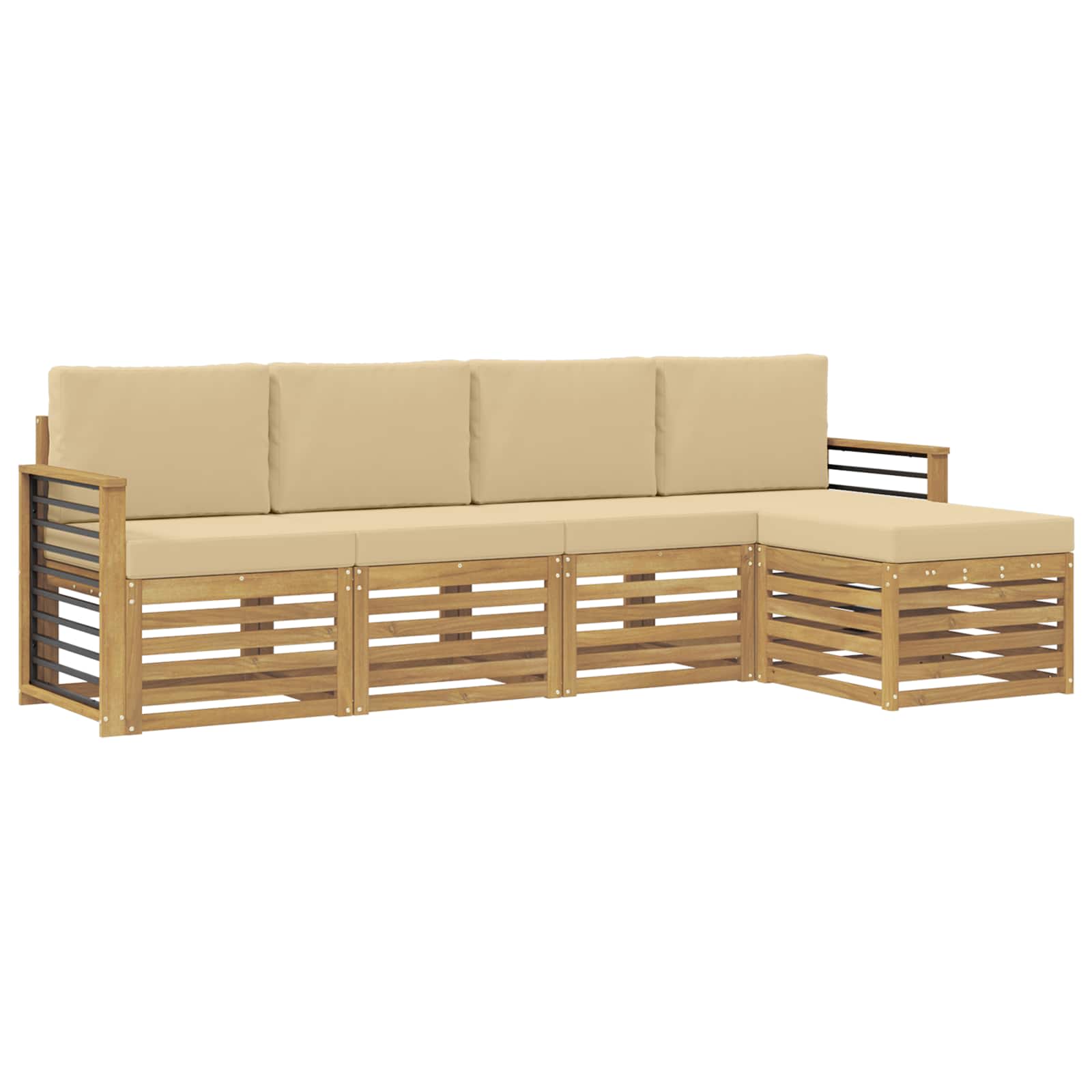 Set vanjskih sofa s jastukom 5 pcs Bijela i bež Poliester