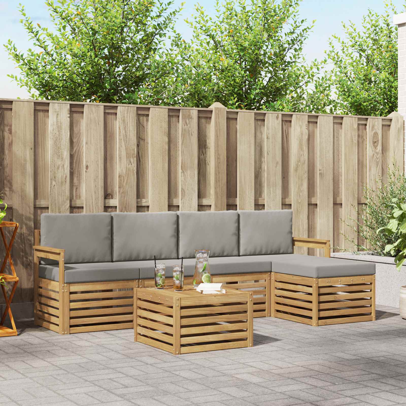 Set vanjskih sofa 6 pcs Bijela i svjetlosiva 59 x 59 x 37 cm