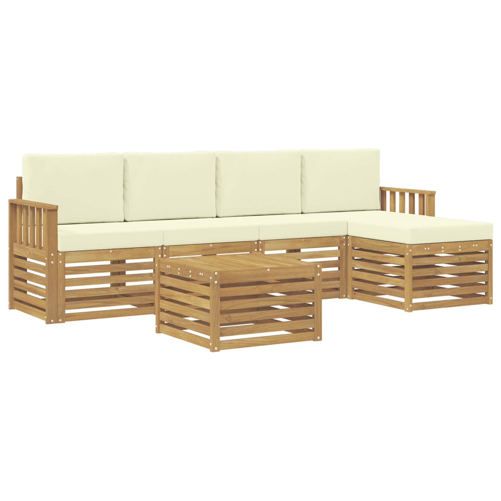 Set vanjskih sofa 6 pcs Bijela i krem 59 x 59 x 37 cm Poliester