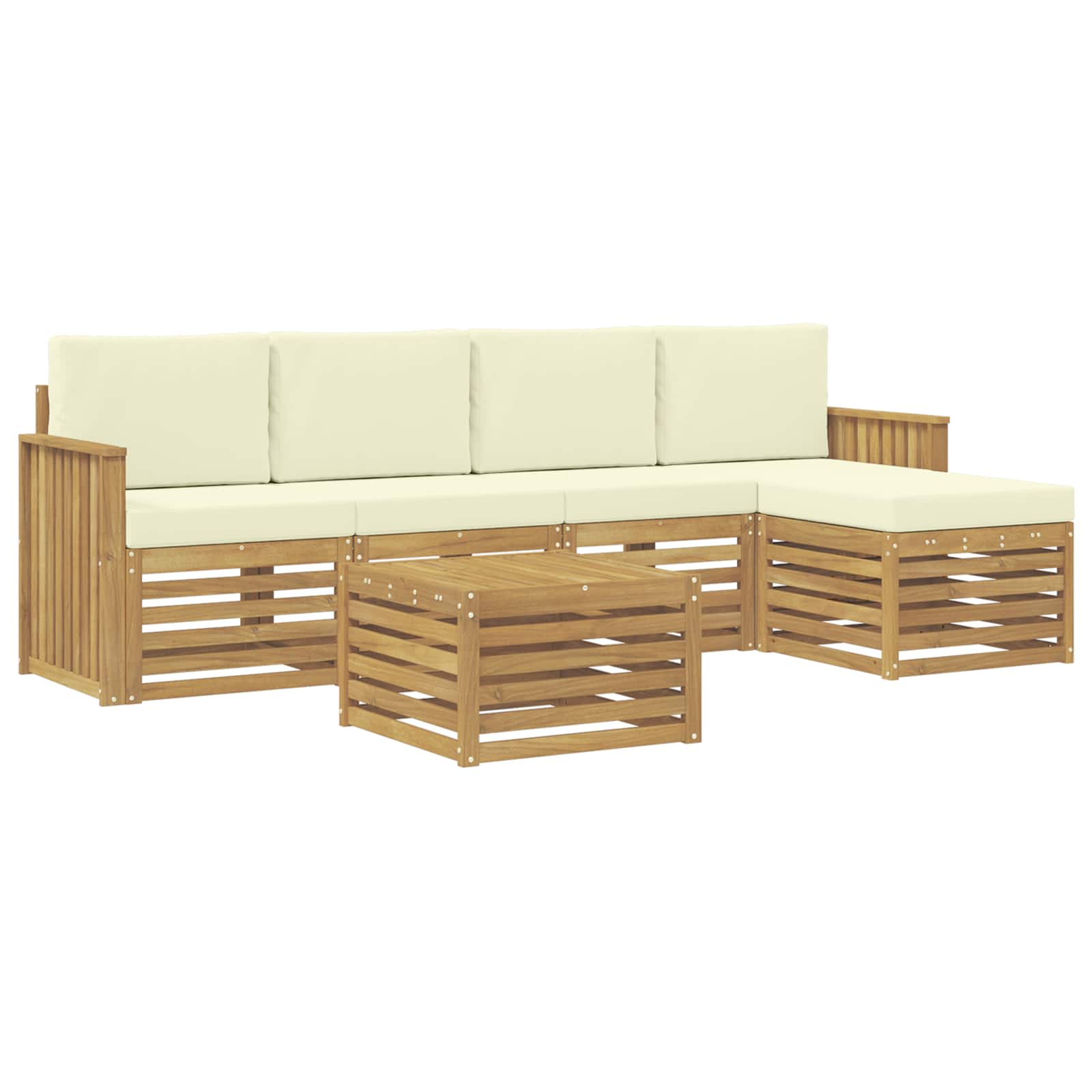 Set vanjskih sofa 6 pcs Bijela i krem 59 x 59 x 37 cm Poliester