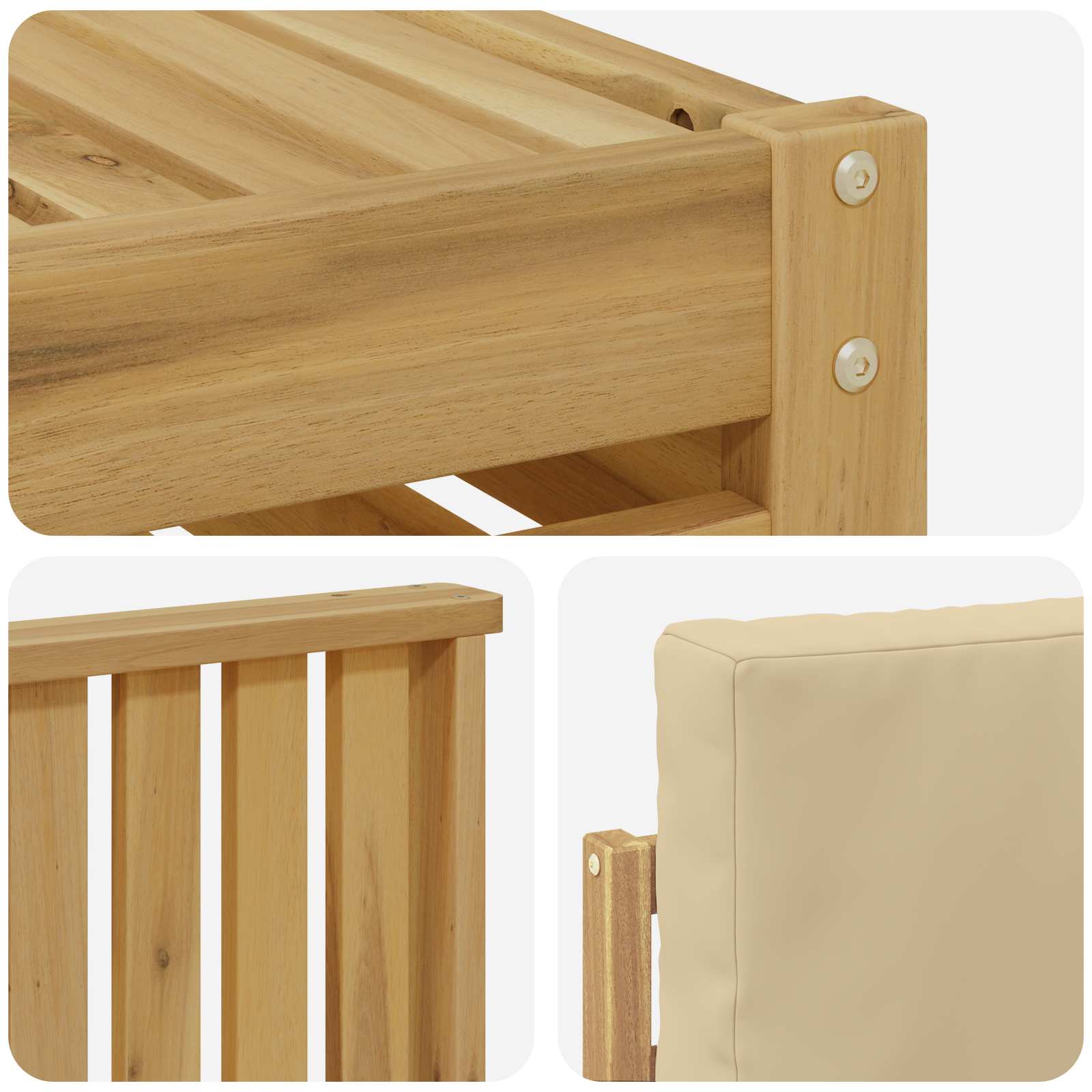Set vanjskih sofa 6 pcs Bijela i bež 59 x 59 x 37 cm Poliester
