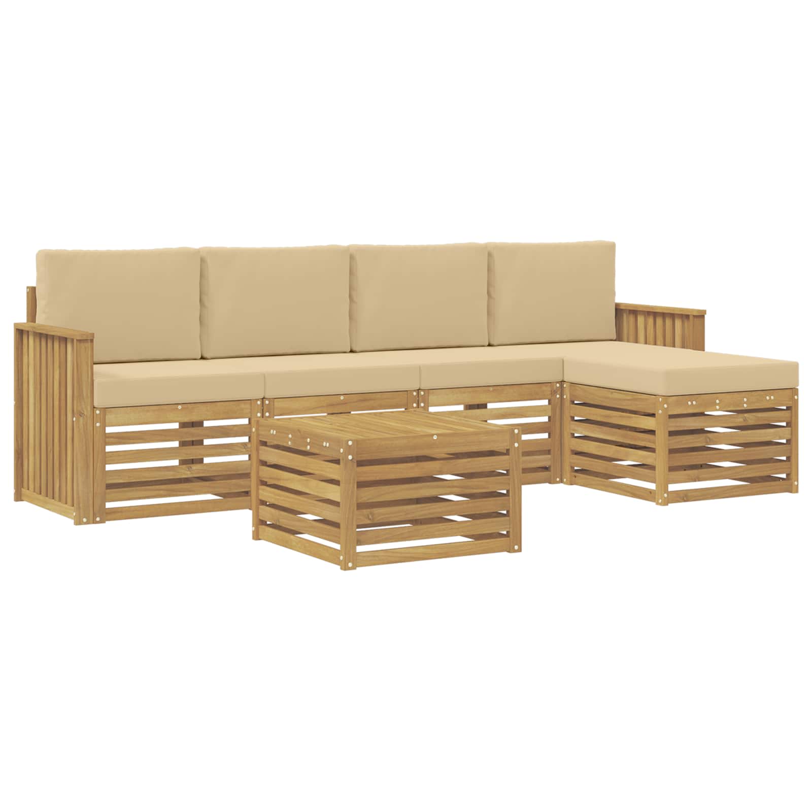 Set vanjskih sofa 6 pcs Bijela i bež 59 x 59 x 37 cm Poliester