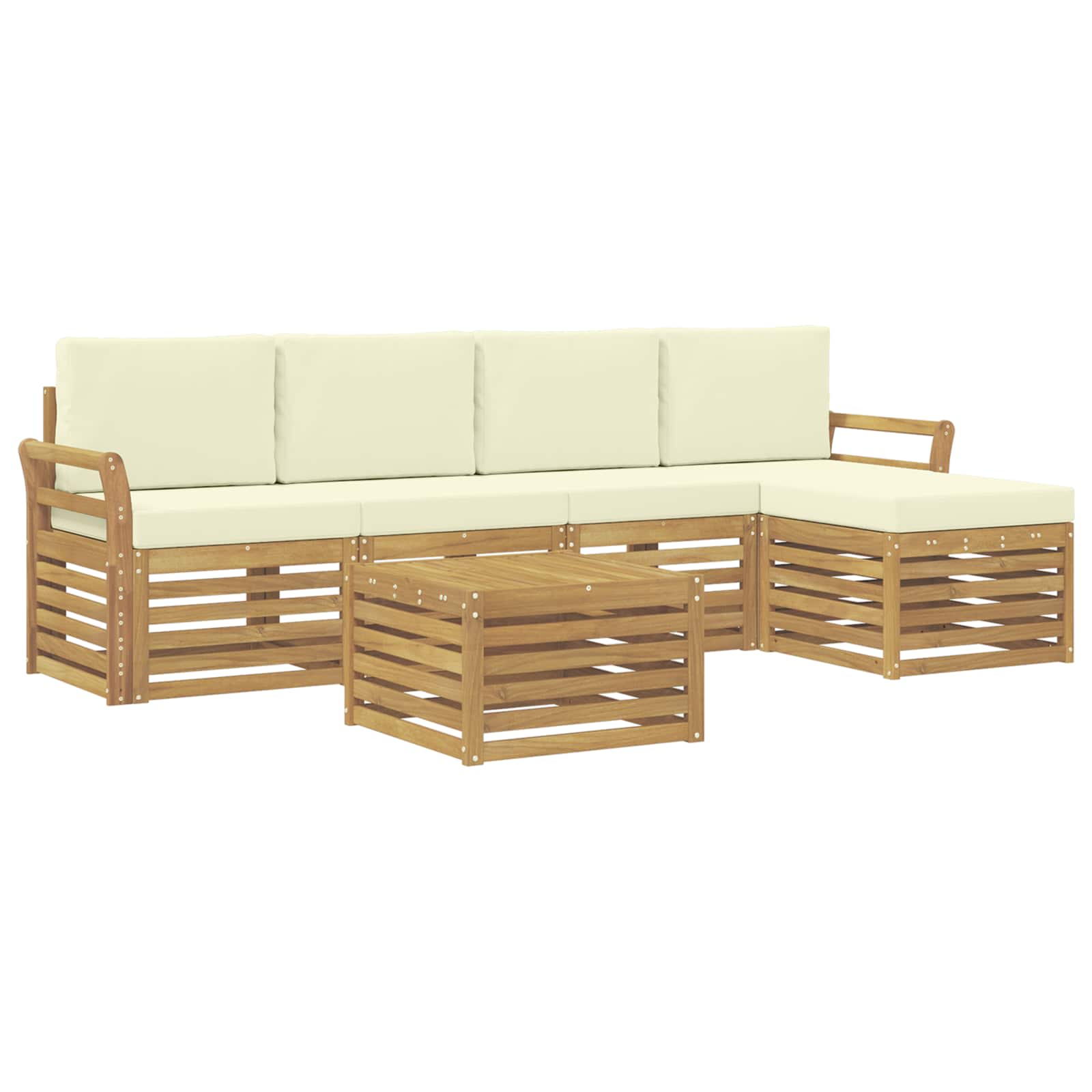 Set vanjskih sofa 6 pcs Bijela i krem 59 x 59 x 37 cm Poliester