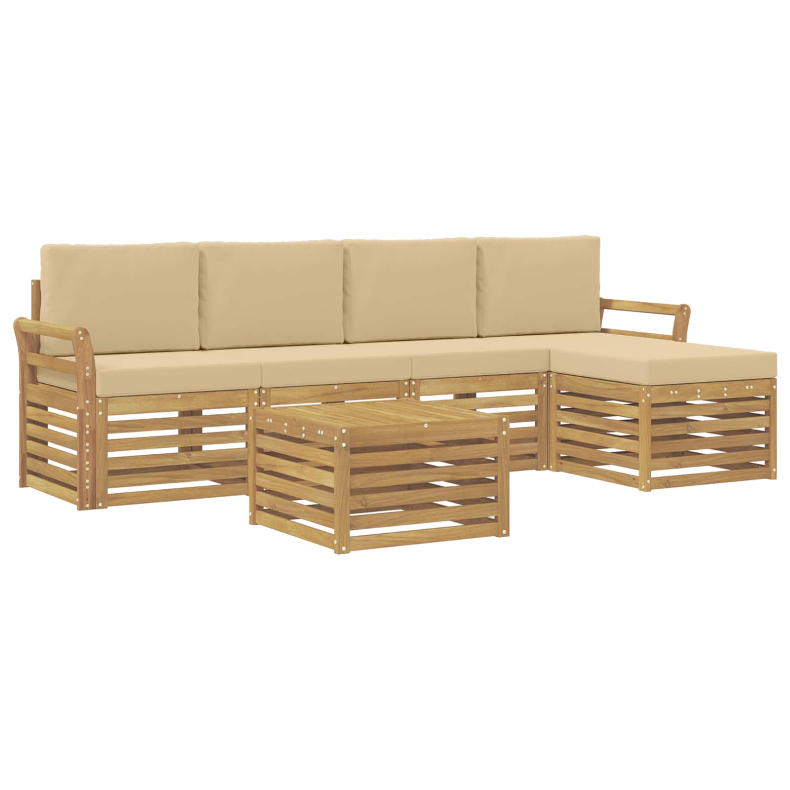 Set vanjskih sofa 6 pcs Bijela i bež 59 x 59 x 37 cm Poliester