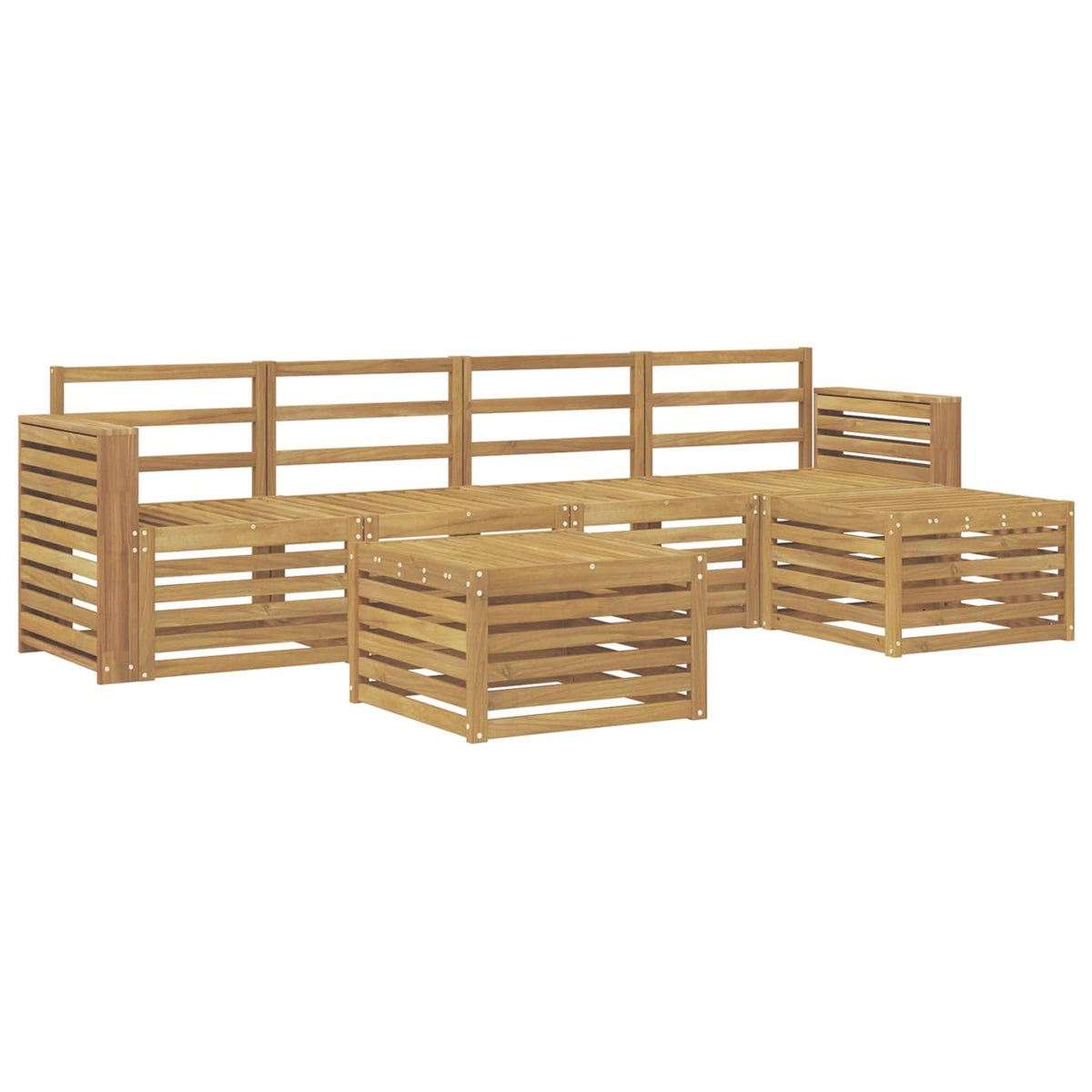 Set vanjskih sofa 6 kom. Bijela Čvrsto drvo akacije