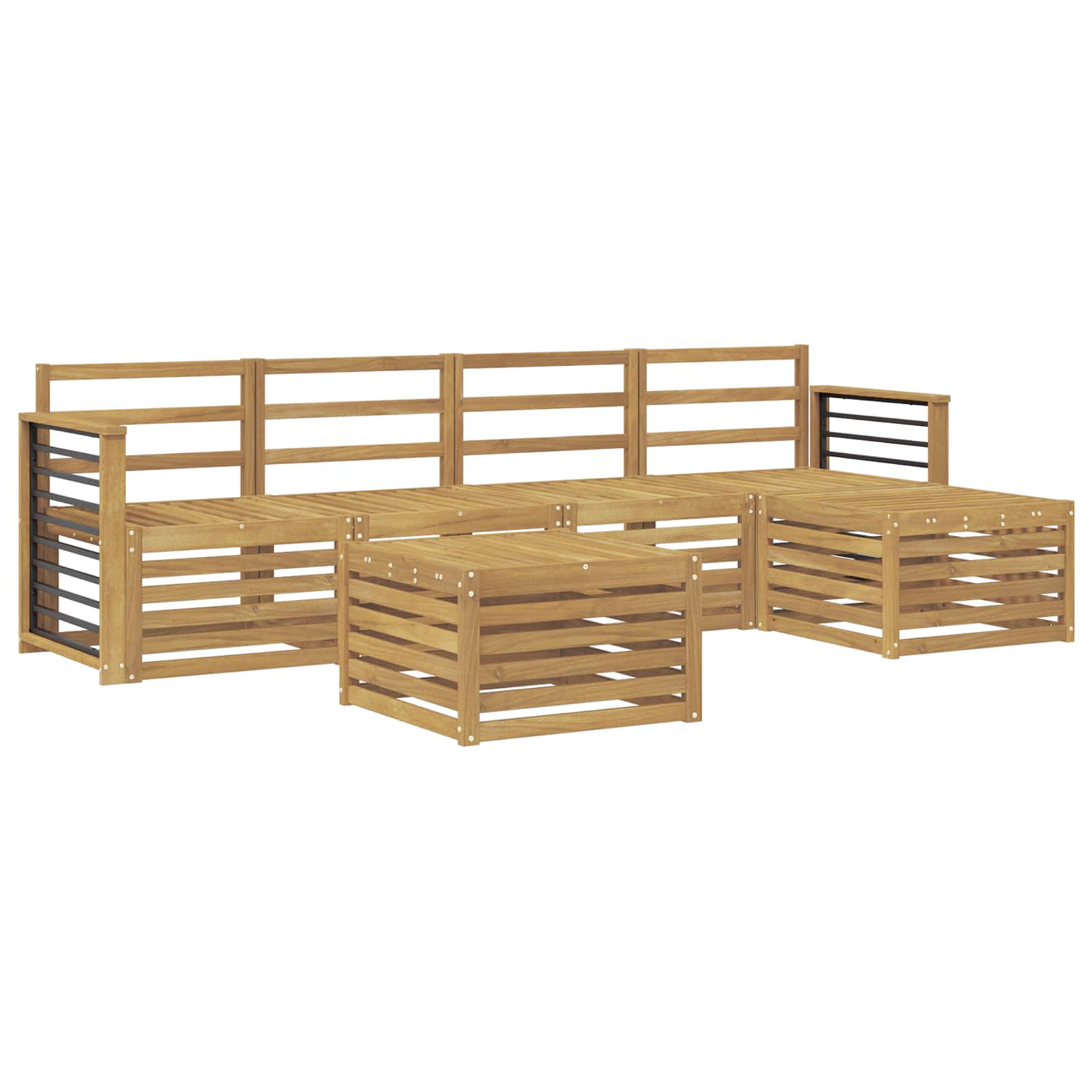 Set vanjskih sofa 6 pcs Bijela Čvrsto drvo akacije