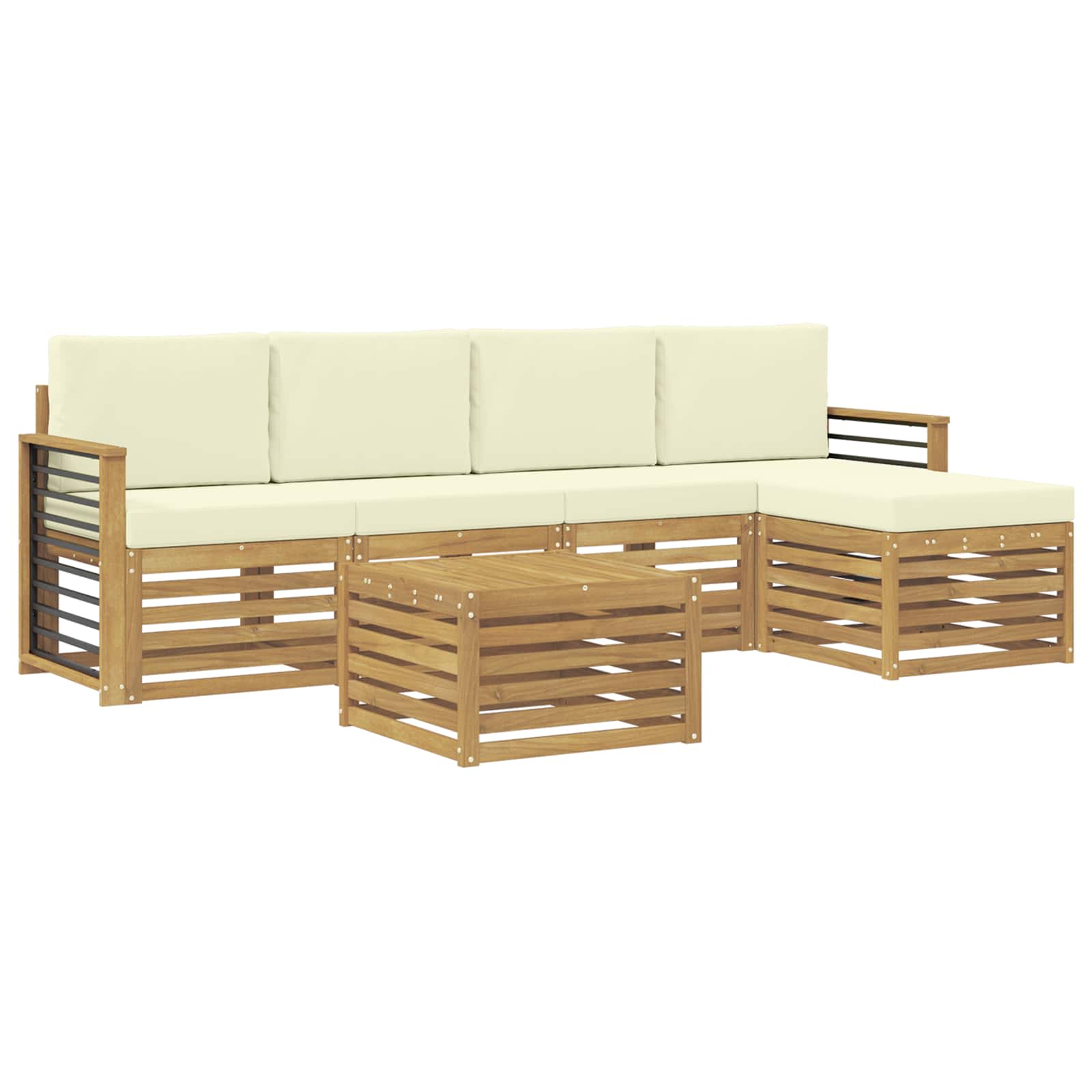 Set vanjskih sofa 6 pcs Bijela i krem 59 x 59 x 37 cm Poliester