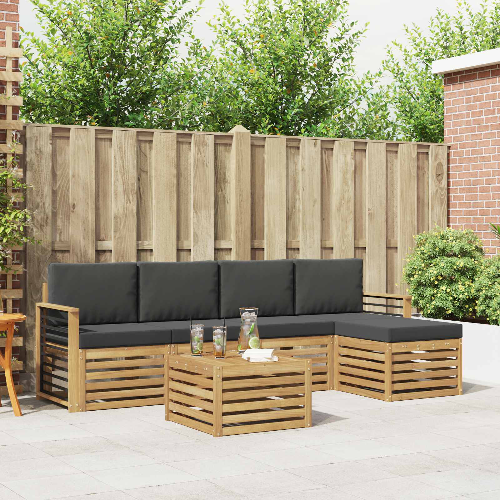 Set vanjskih sofa 6 pcs Bijela i antracit 59 x 59 x 37 cm