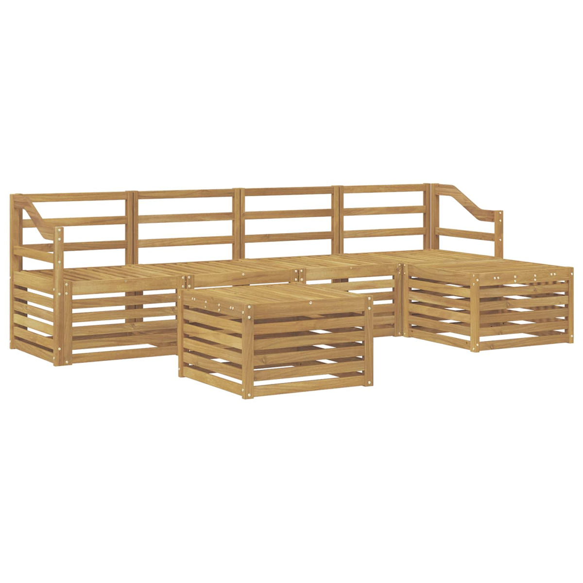 Set vanjskih sofa 6 kom. Bijela Čvrsto drvo akacije