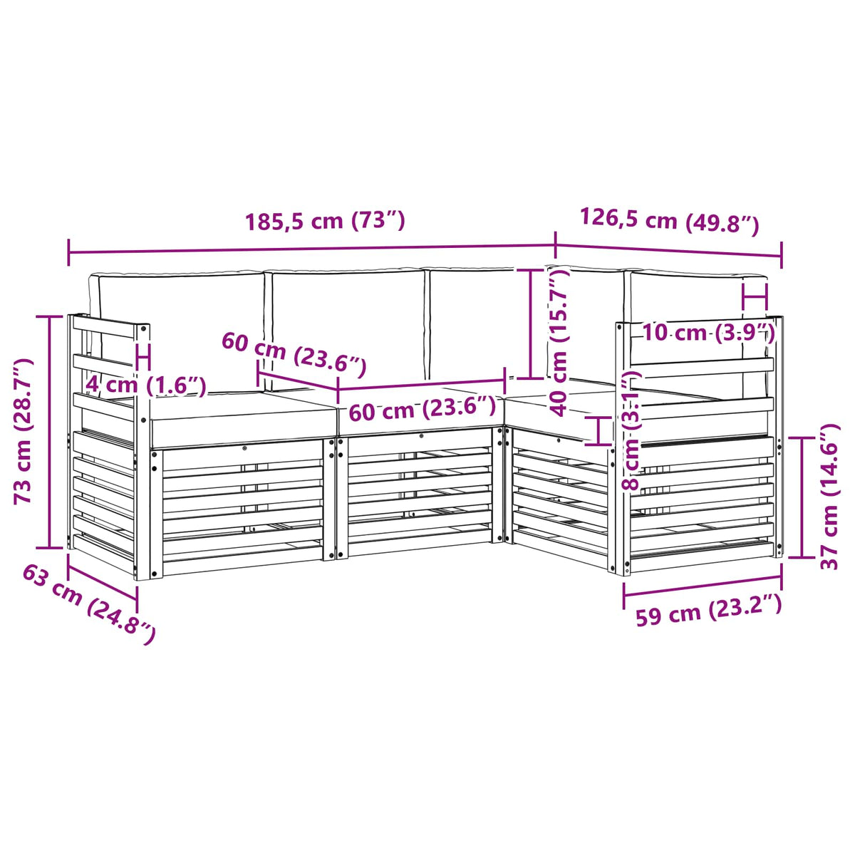 Set vanjskih sofa 4 kom. Bijela