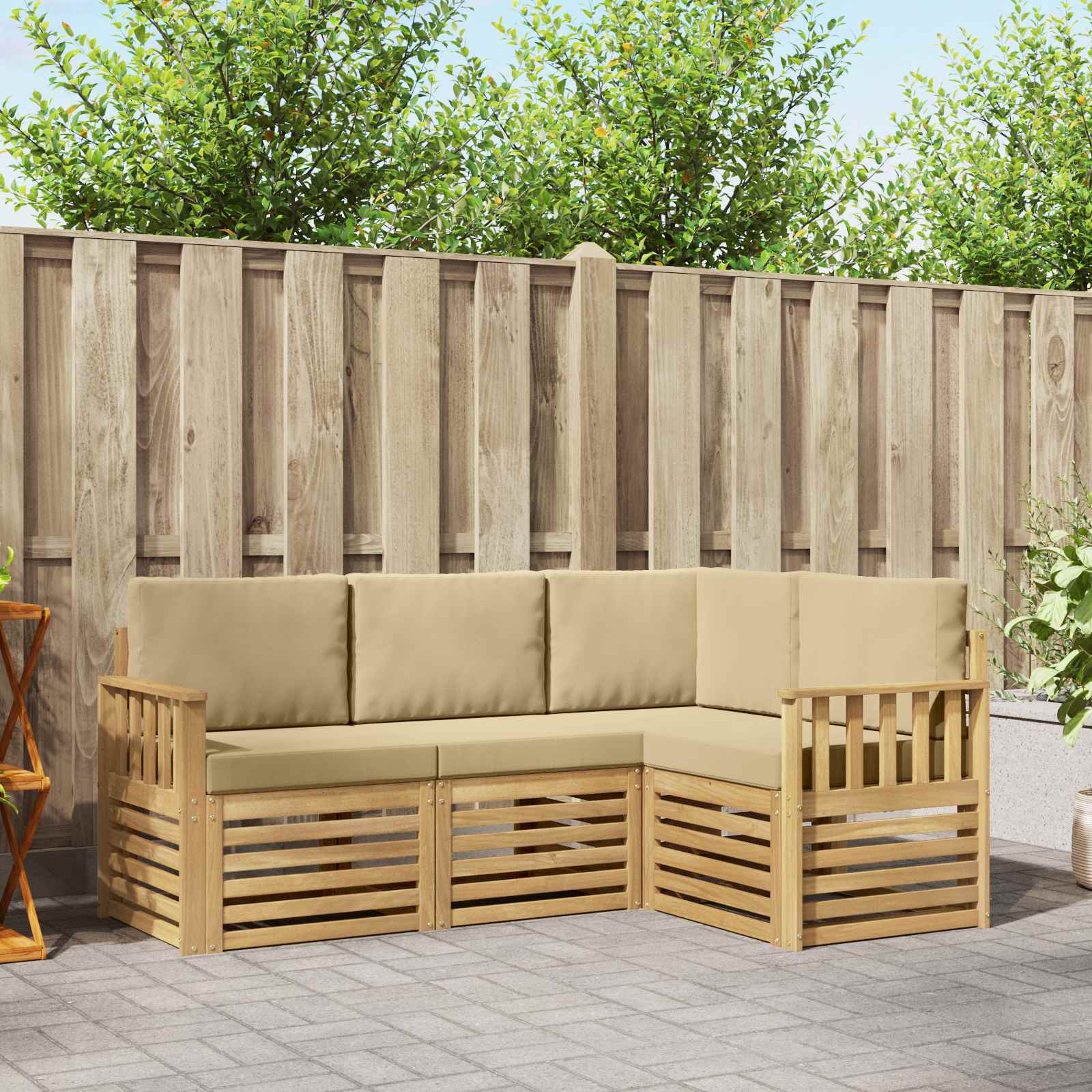Set vanjskih sofa 4 pcs Bijela i bež 187,5 x 128,5 x 73 cm