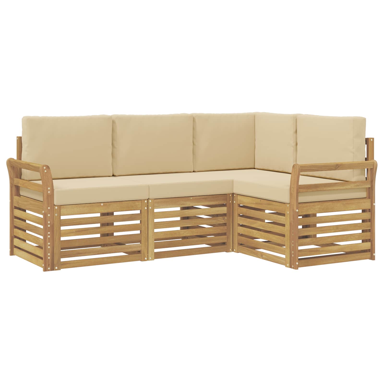 Setovi sofa 4 pcs Bijela i bež 190 x 130,5 x 73 cm Poliester
