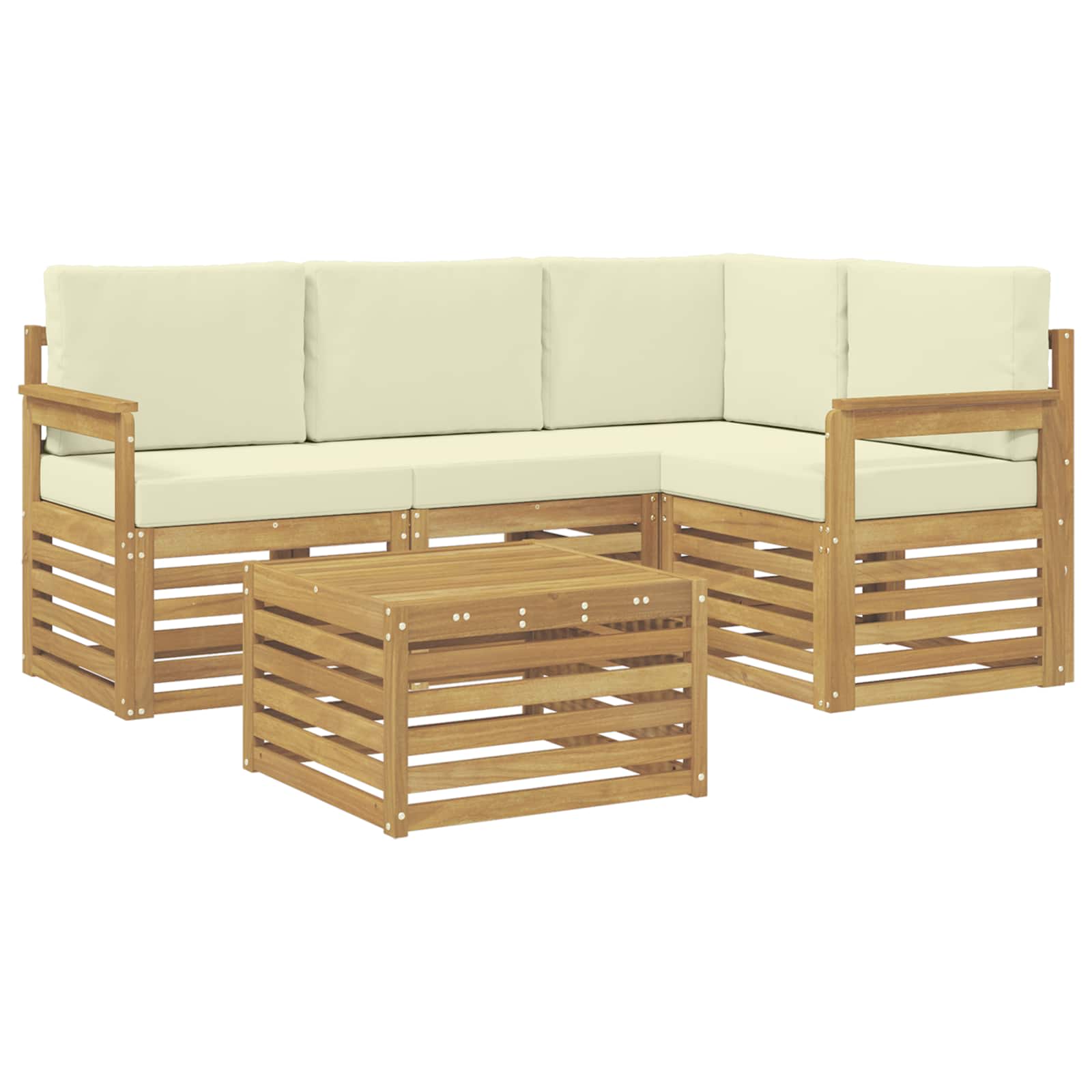 Set vanjskih sofa 5 pcs Bijela i krem 59 x 59 x 37 cm Poliester
