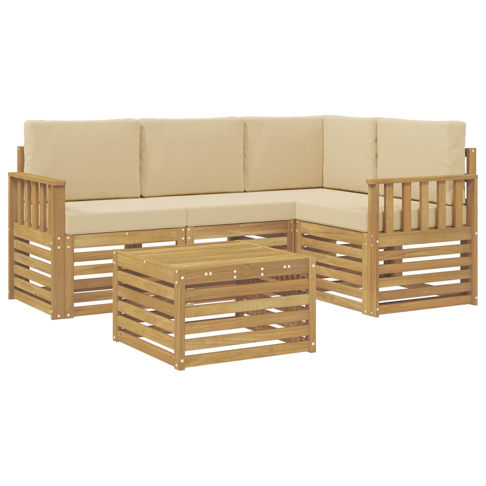 Set vanjskih sofa 5 pcs Bijela i bež 59 x 59 x 37 cm Poliester