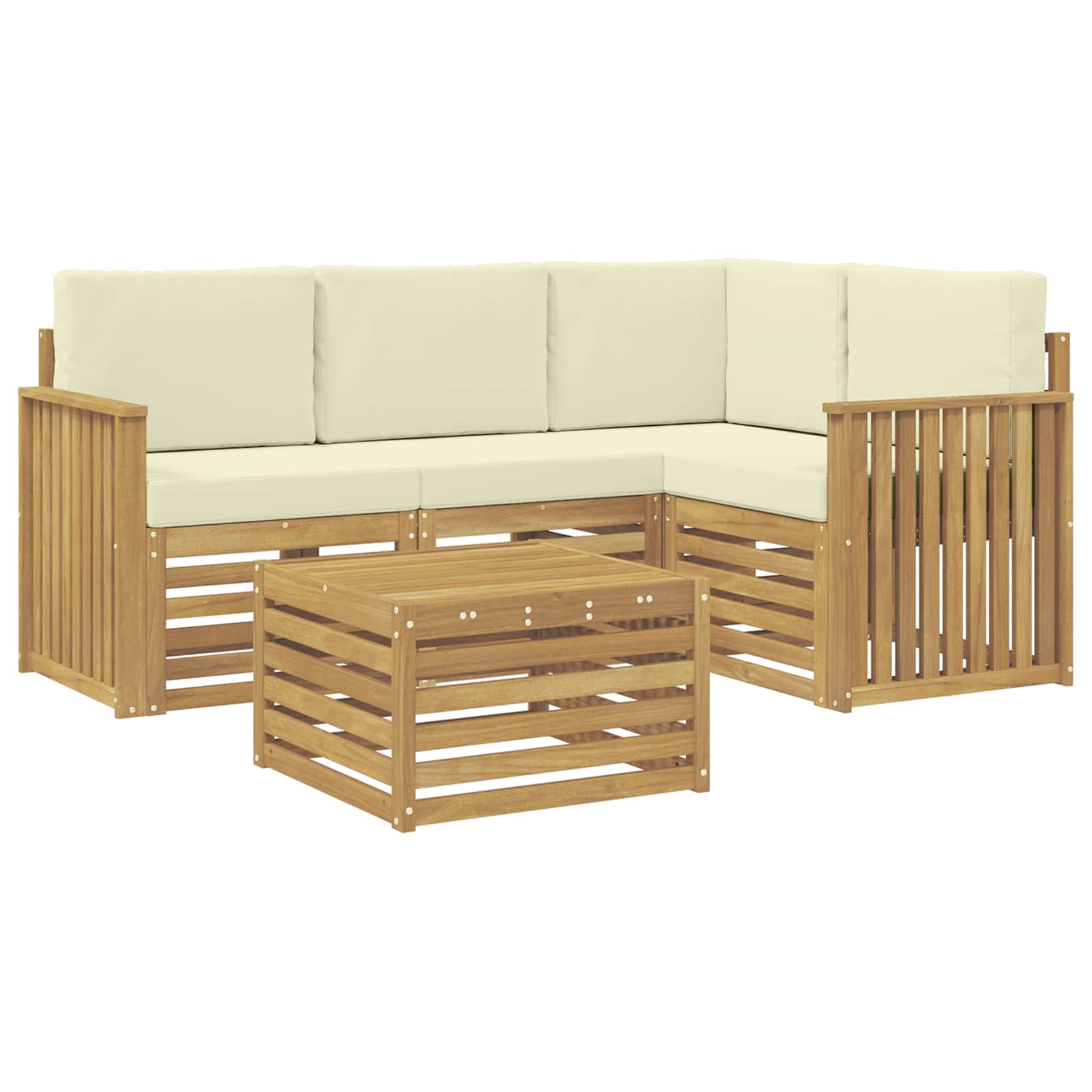 Set vanjskih sofa 5 pcs Bijela i krem 59 x 59 x 37 cm Poliester