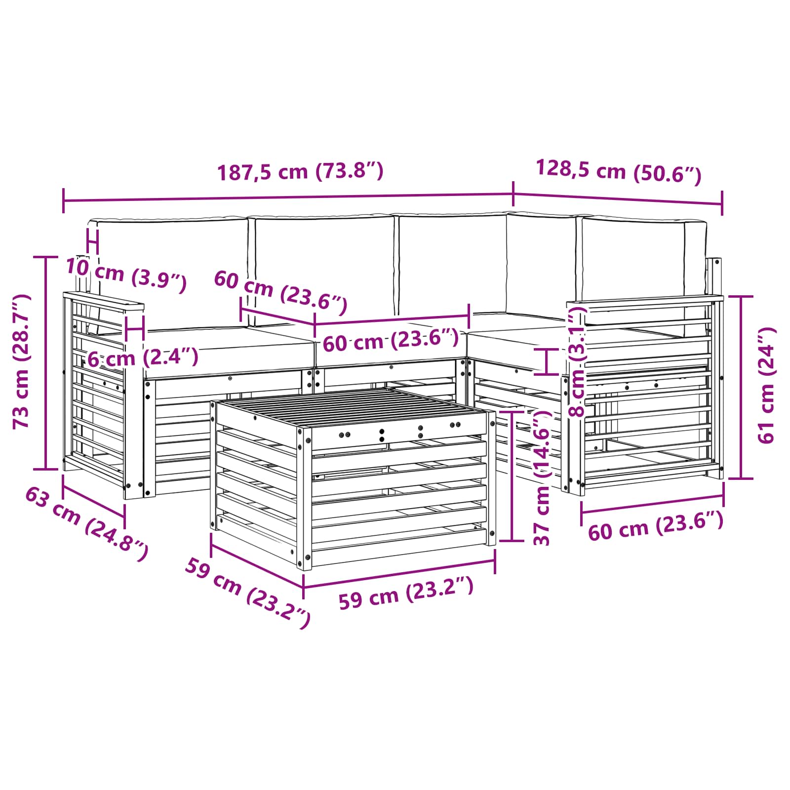 Set vanjskih sofa s jastukom 5 pcs Bijela i krem Poliester