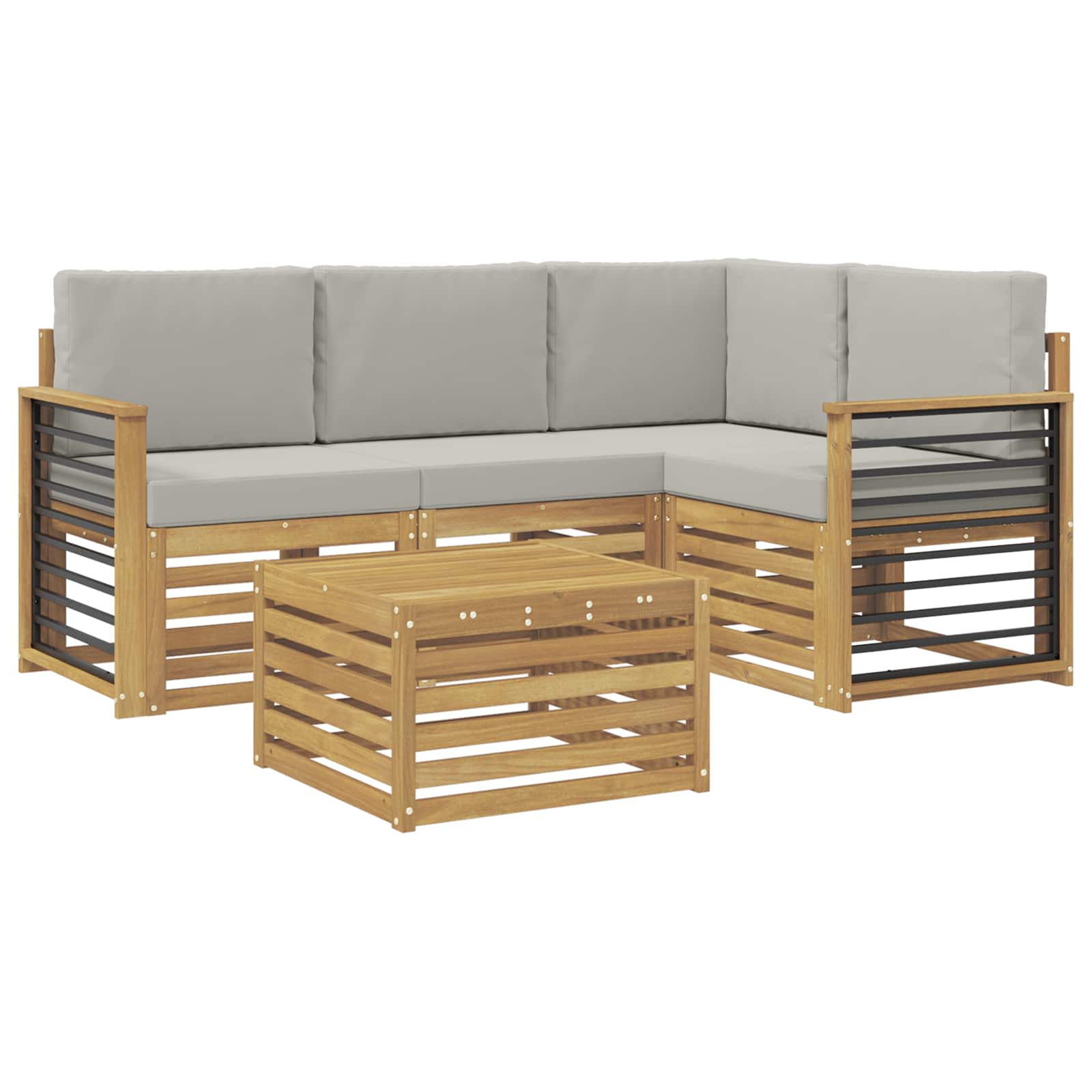 Set vanjskih sofa 5 pcs Bijela i svjetlosiva 59 x 59 x 37 cm