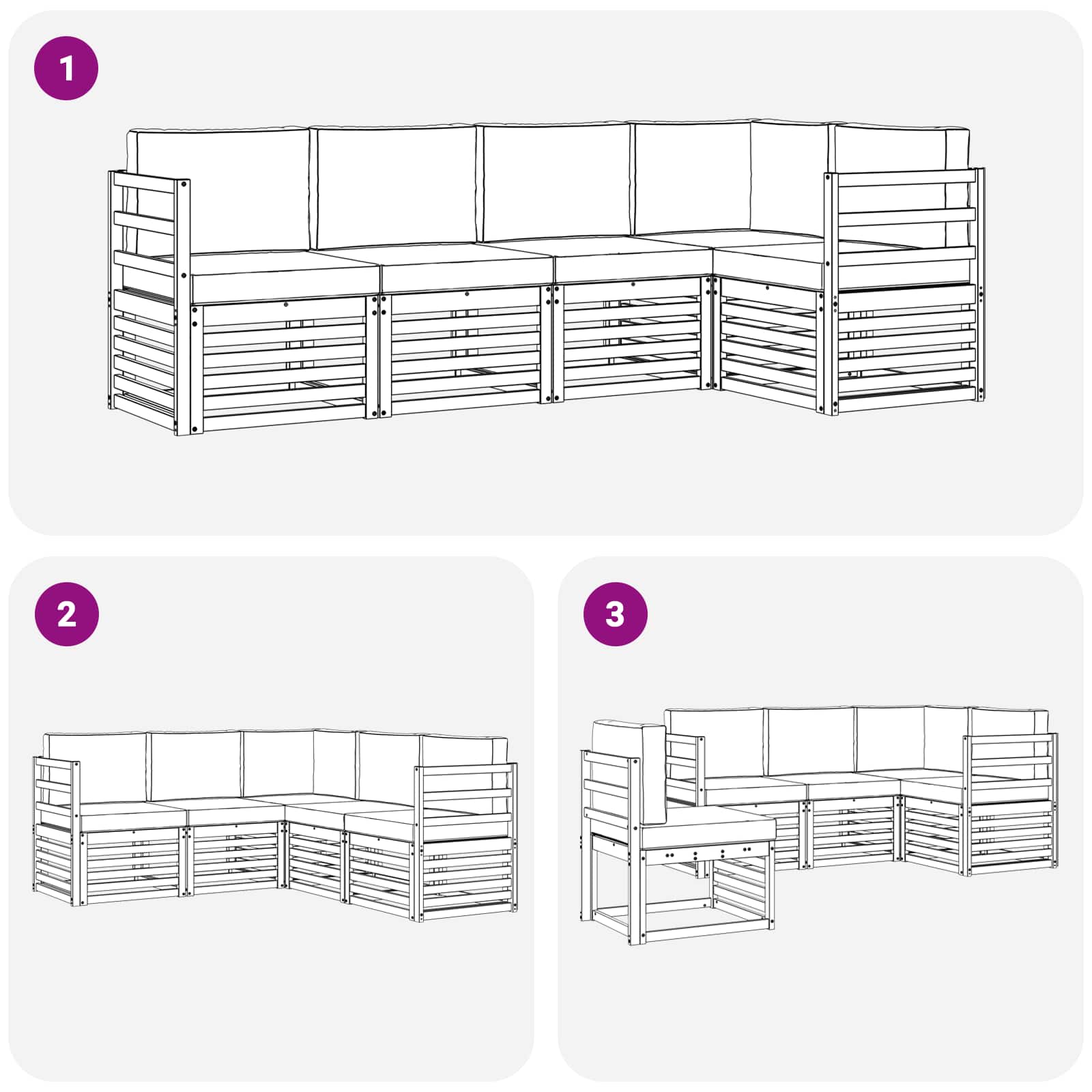 Set vanjskih sofa 5 pcs Bijela i antracit 245 x 126,5 x 73 cm