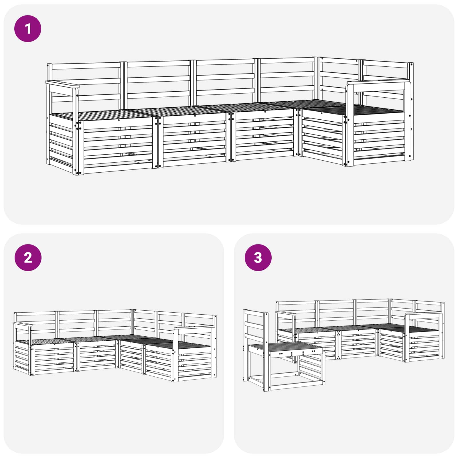 Set vanjskih sofa 5 pcs Bijela 247 x 128,5 x 73 cm