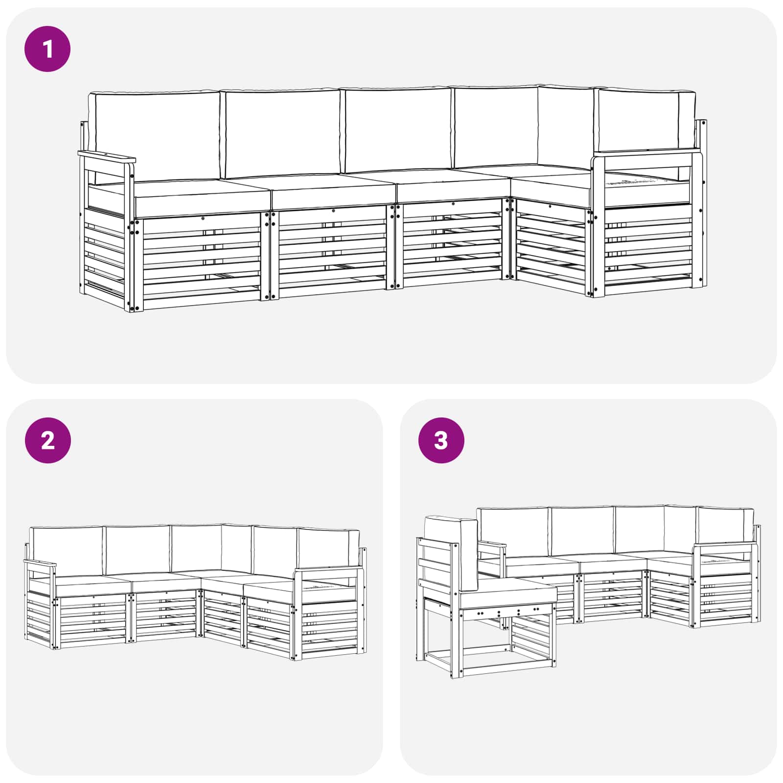 Set vanjskih sofa 5 pcs Bijela i krem 247 x 128,5 x 73 cm