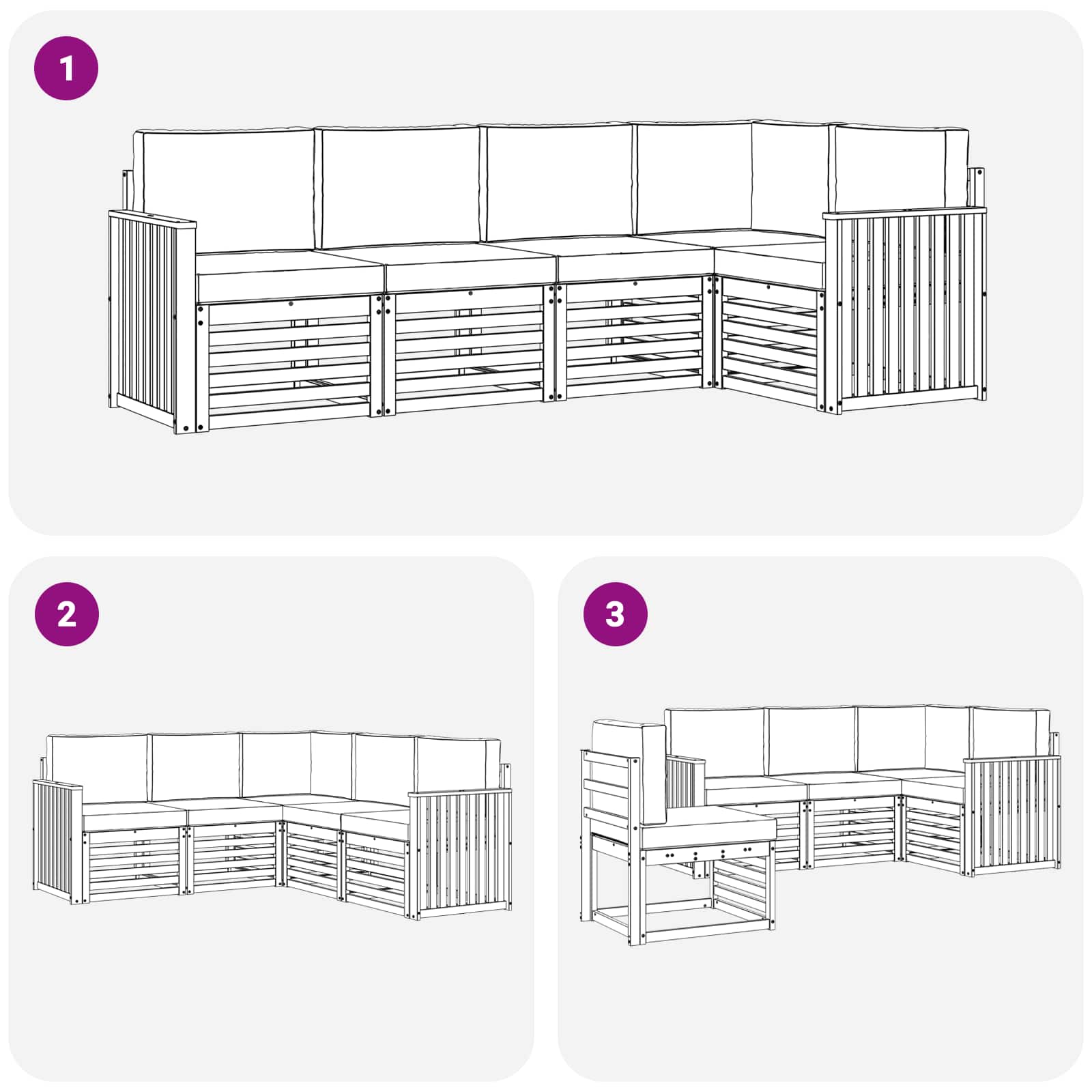 Set vanjskih sofa 5 pcs Bijela i antracit 247 x 128,5 x 73 cm