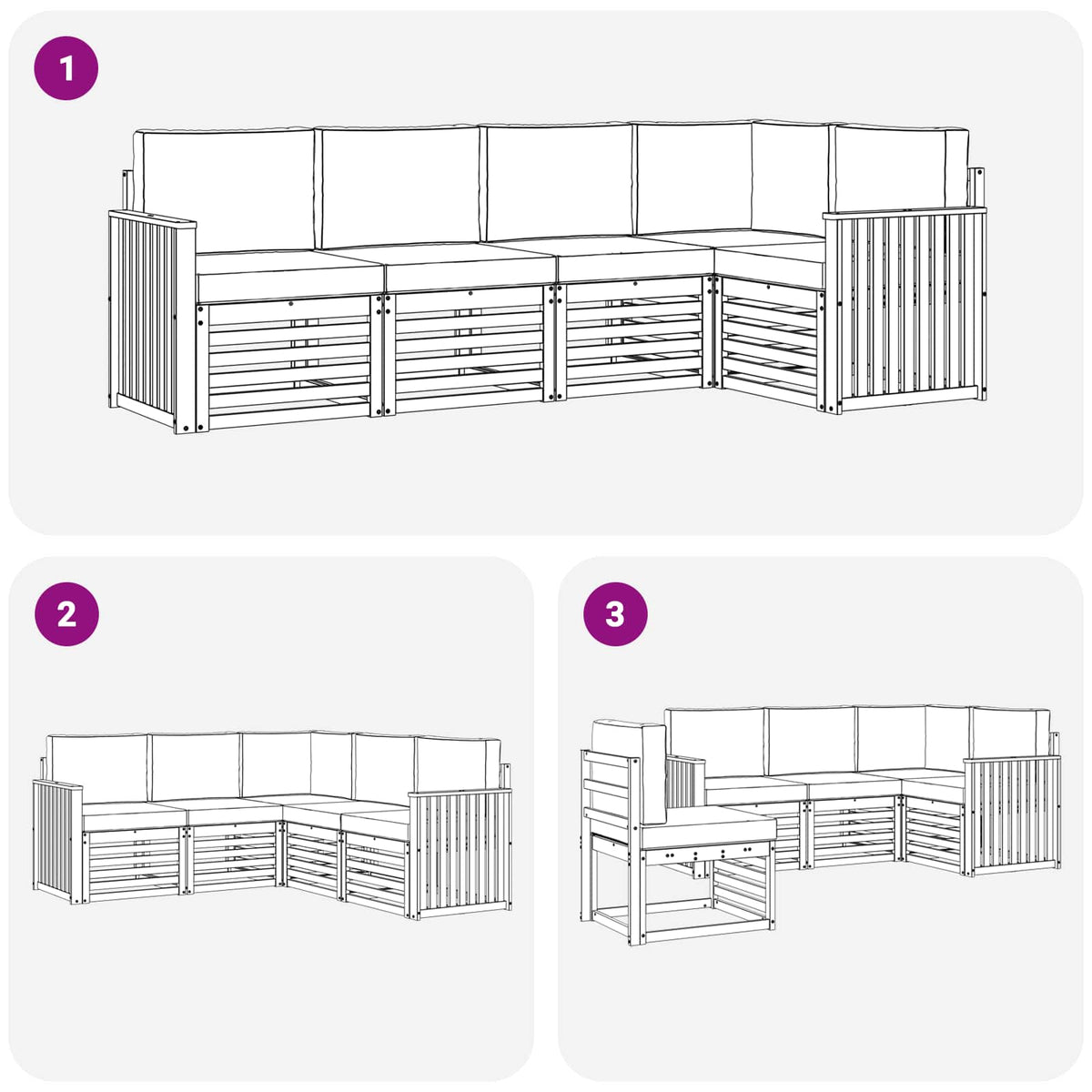 Set vanjskih sofa 5 pcs Bijela i bež 247 x 128,5 x 73 cm