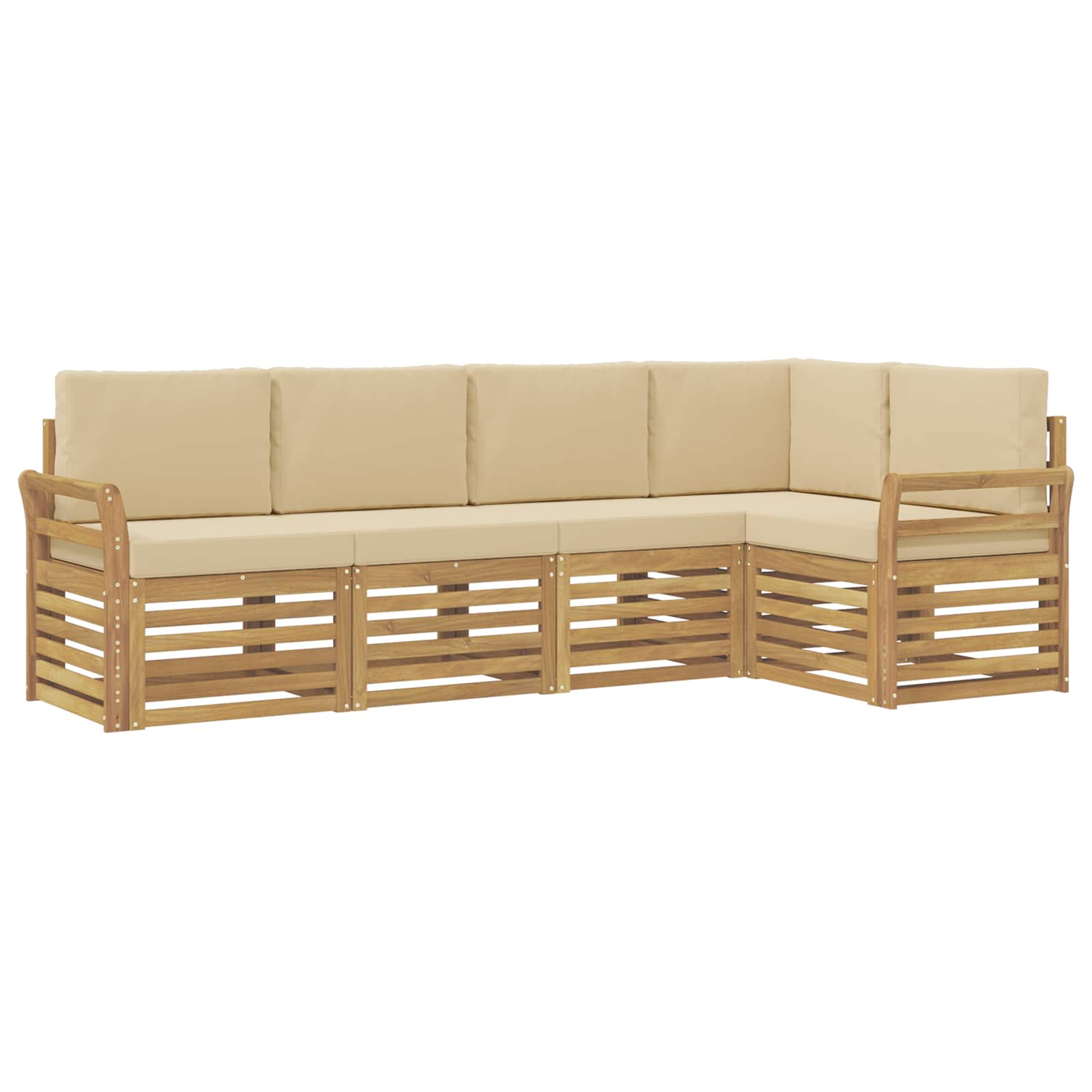 Set vanjskih sofa 5 pcs Bijela i bež 249 x 130,5 x 73 cm