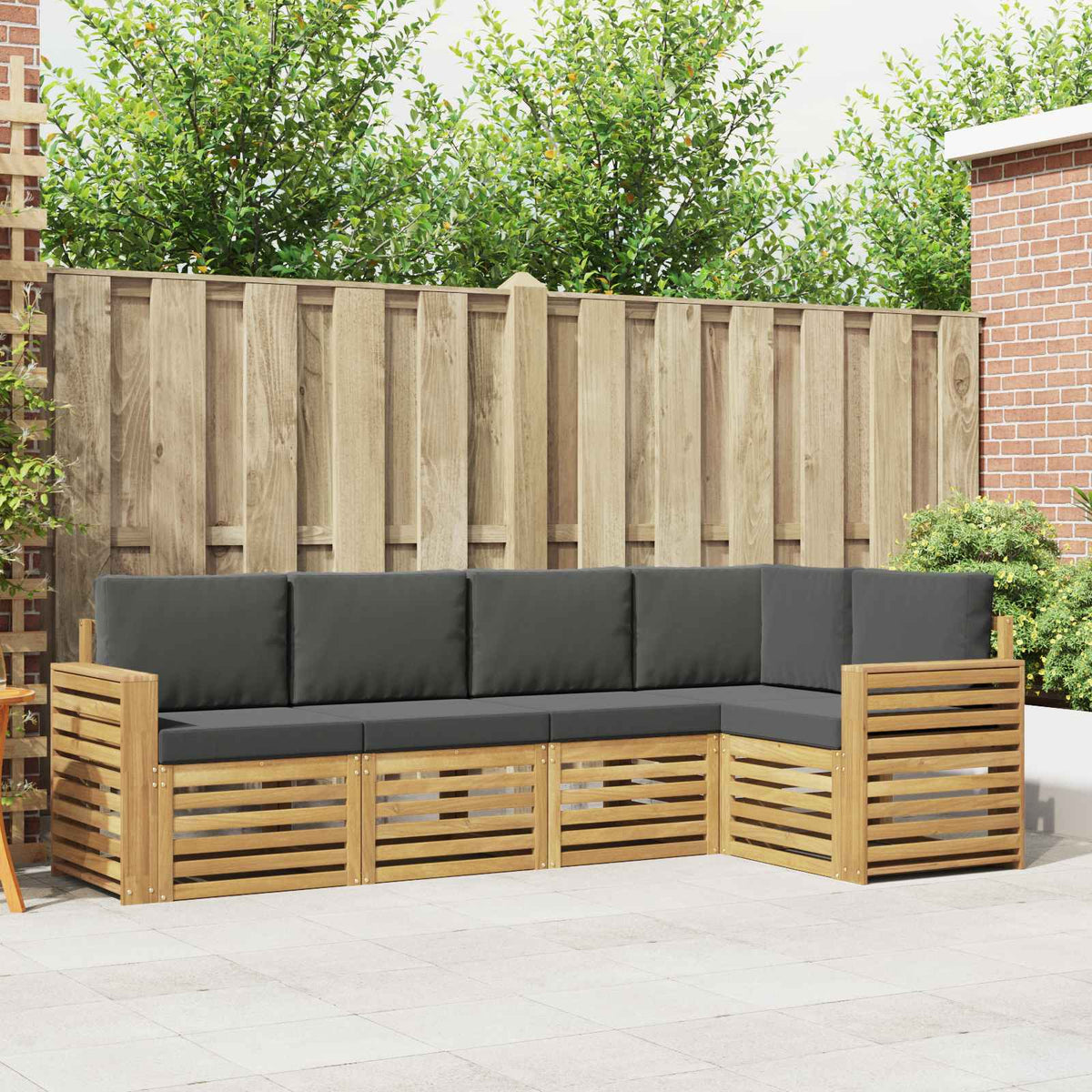 Set vanjskih sofa 5 pcs Bijela i antracit 251 x 132,5 x 73 cm