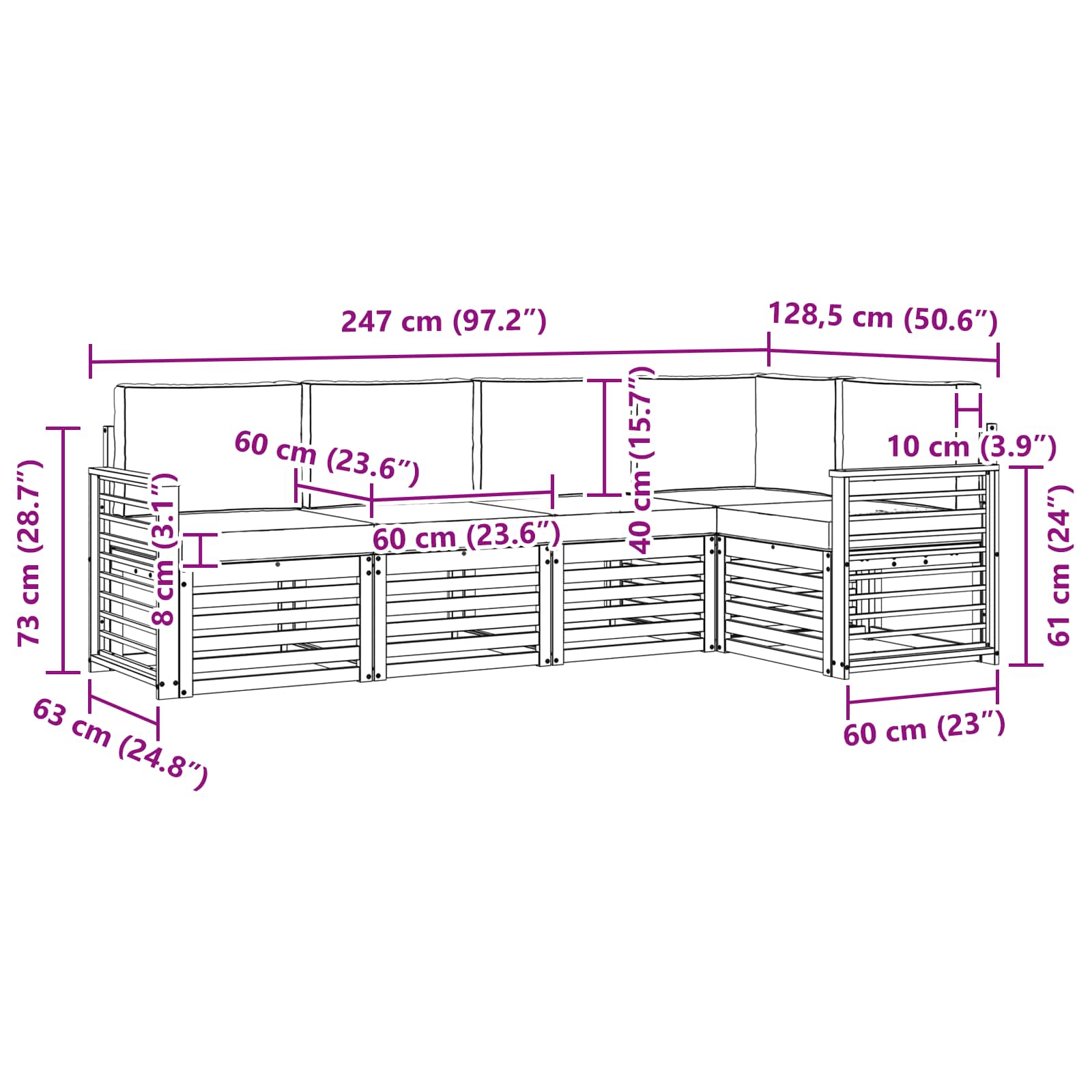 Set vanjskih sofa 5 pcs Bijela i svjetlosiva