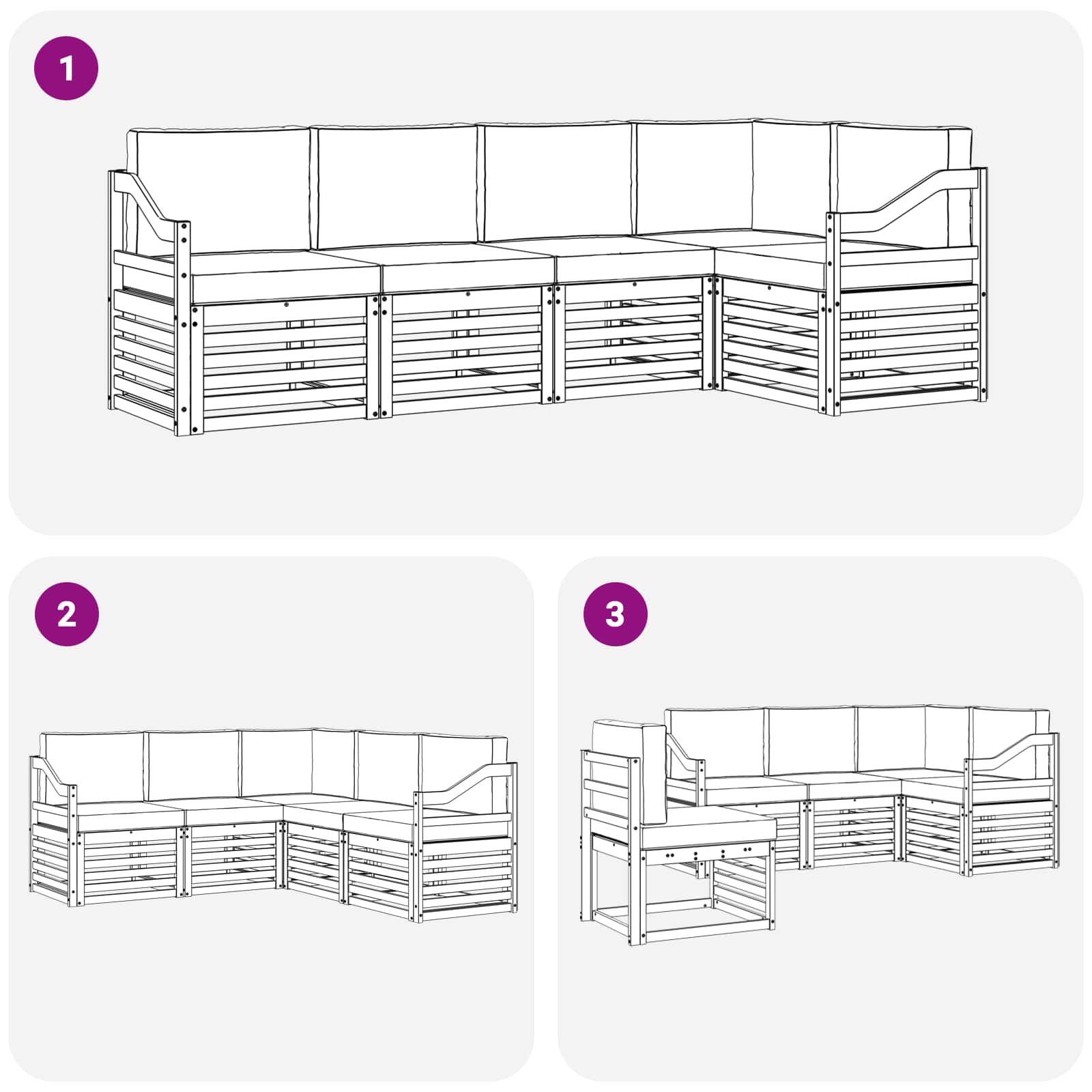 Set vanjskih sofa 5 pcs Bijela i bež 245 x 126,5 x 73 cm