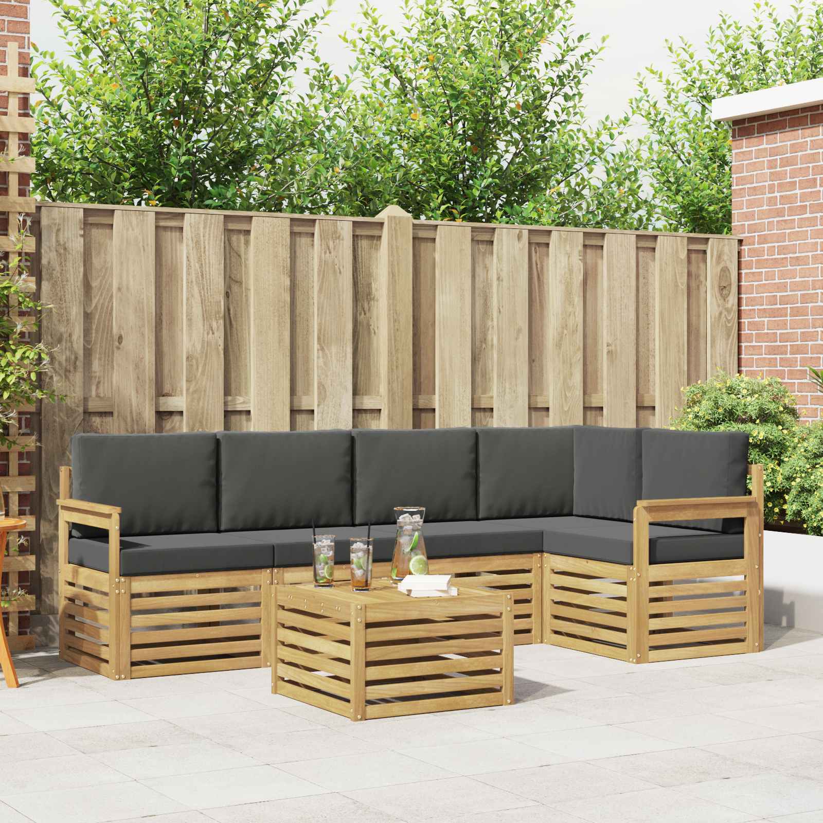 Set vanjskih sofa 6 pcs Bijela i antracit 59 x 59 x 37 cm