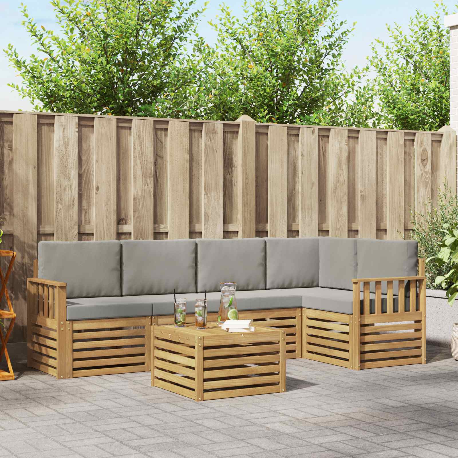 Set vanjskih sofa 6 pcs Bijela i svjetlosiva 59 x 59 x 37 cm