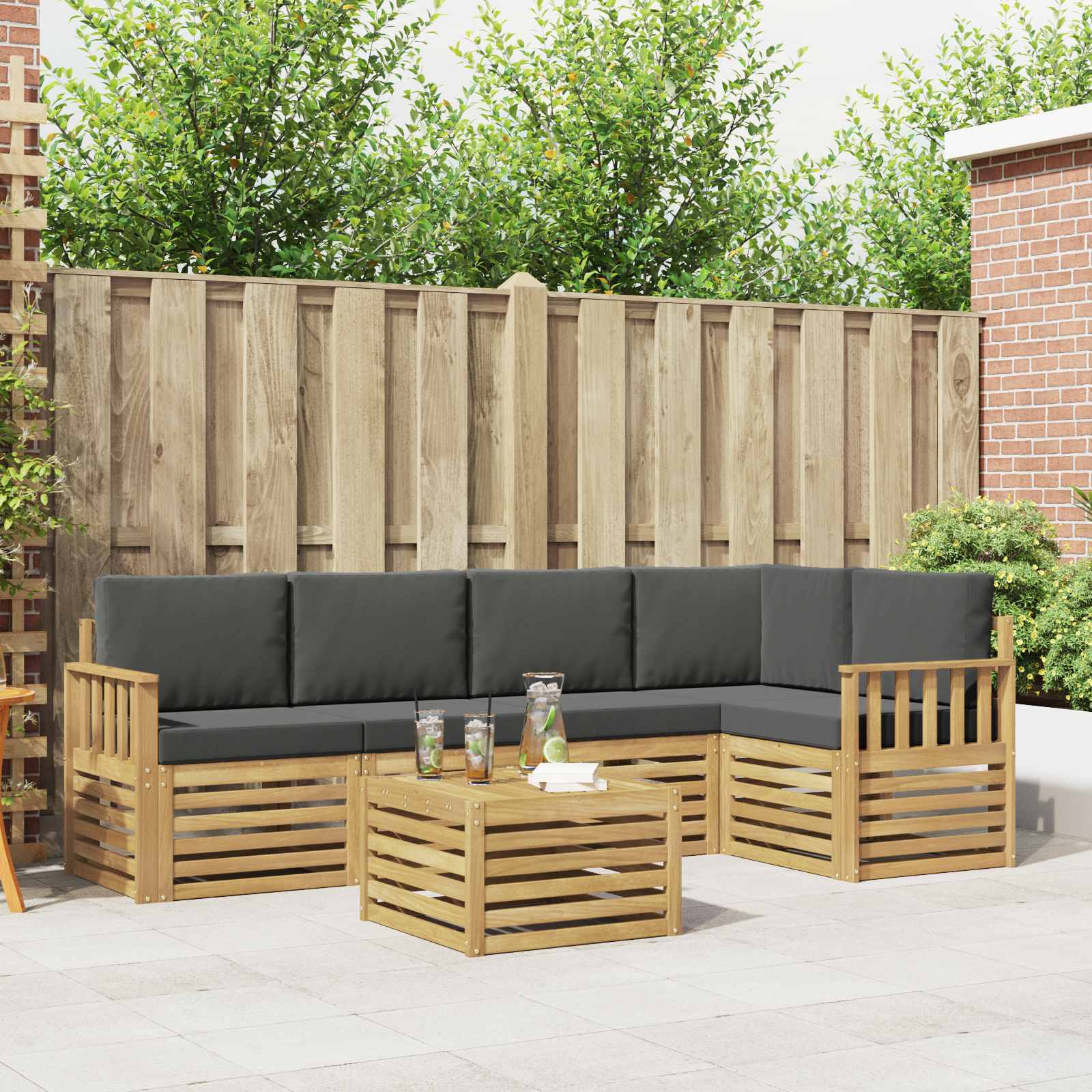 Set vanjskih sofa 6 pcs Bijela i antracit 59 x 59 x 37 cm