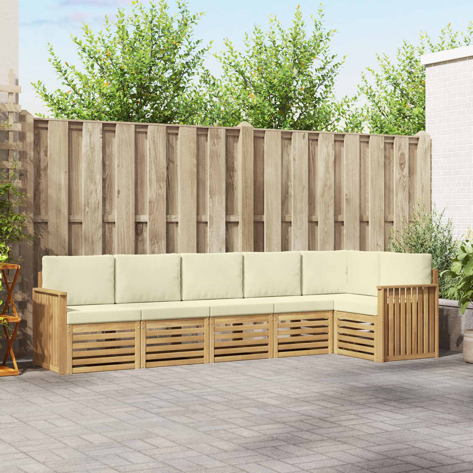 Set vanjskih sofa 6 pcs Bijela i krem 306 x 128,5 x 73 cm
