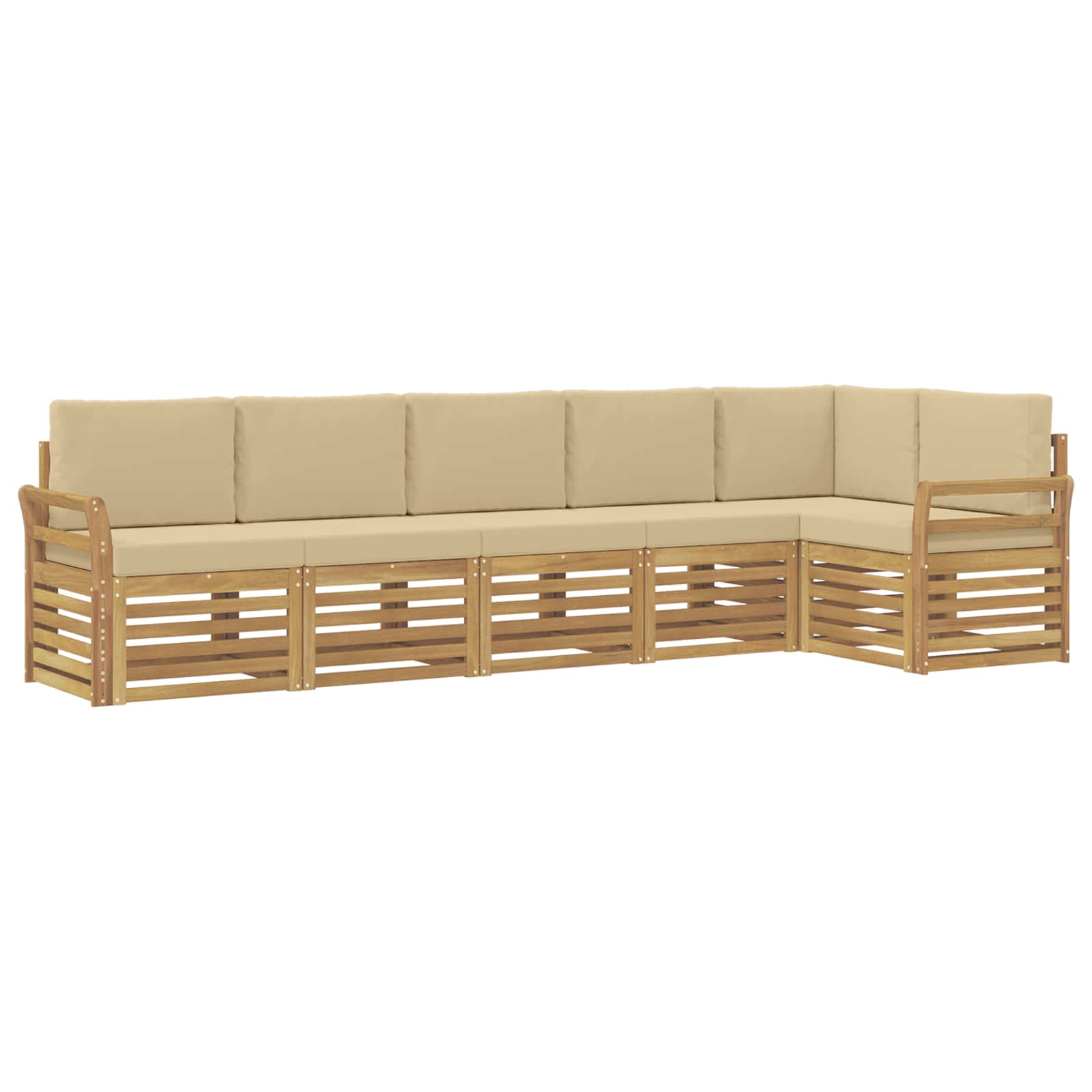 Set vanjskih sofa 6 pcs Bijela i bež 308 x 130,5 x 73 cm