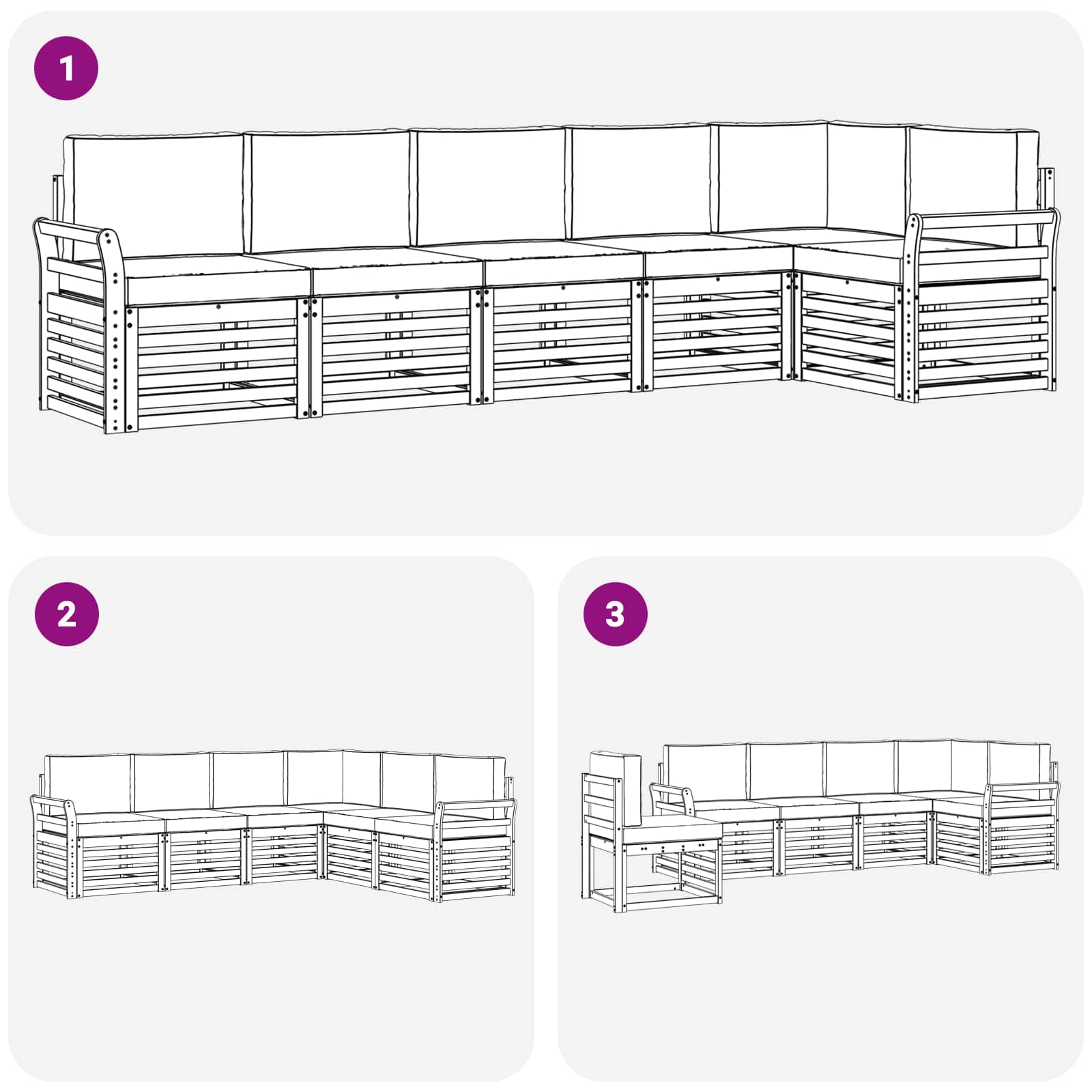 Set vanjskih sofa 6 pcs Bijela i bež 308 x 130,5 x 73 cm