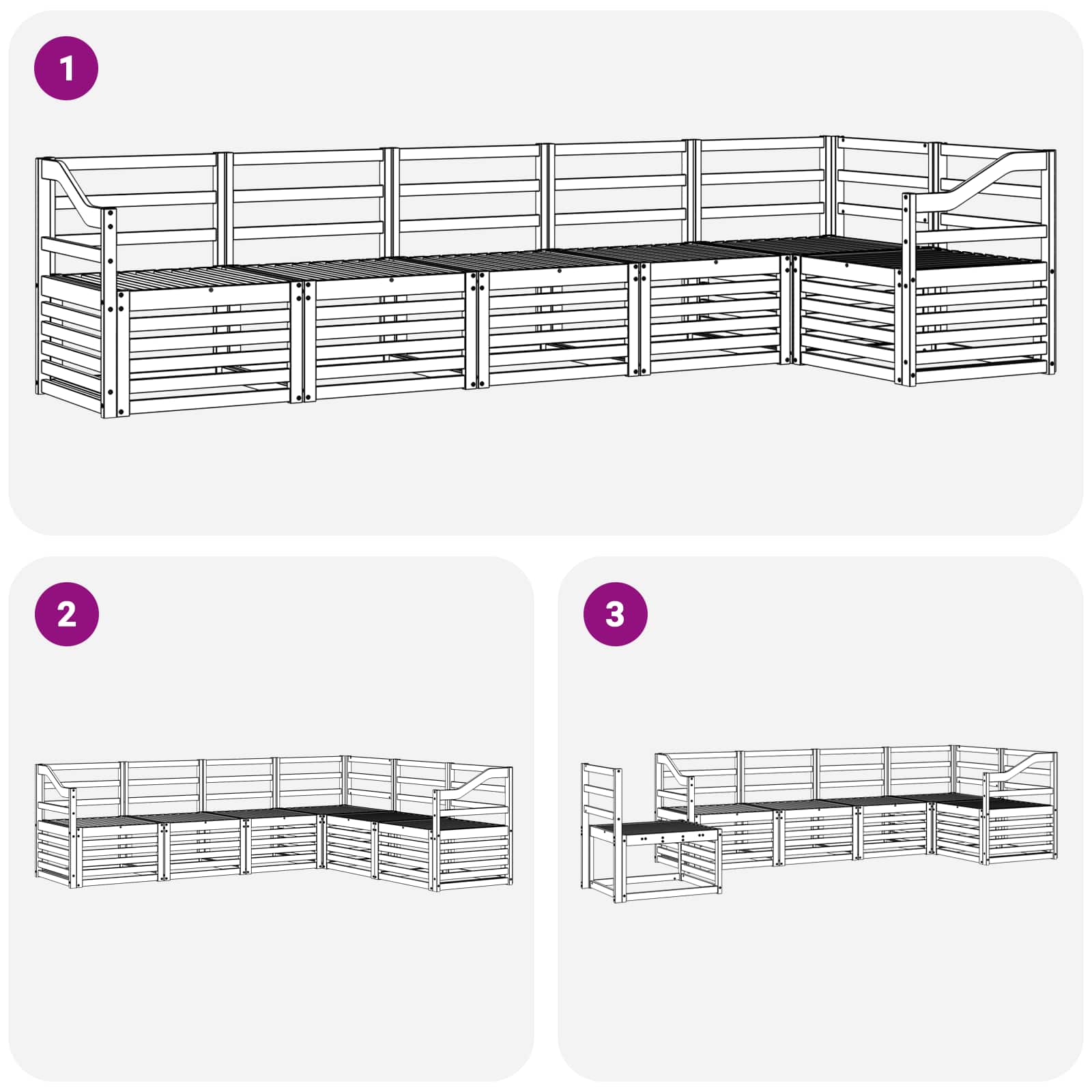 Set vanjskih sofa 6 pcs Bijela 304 x 126,5 x 73 cm