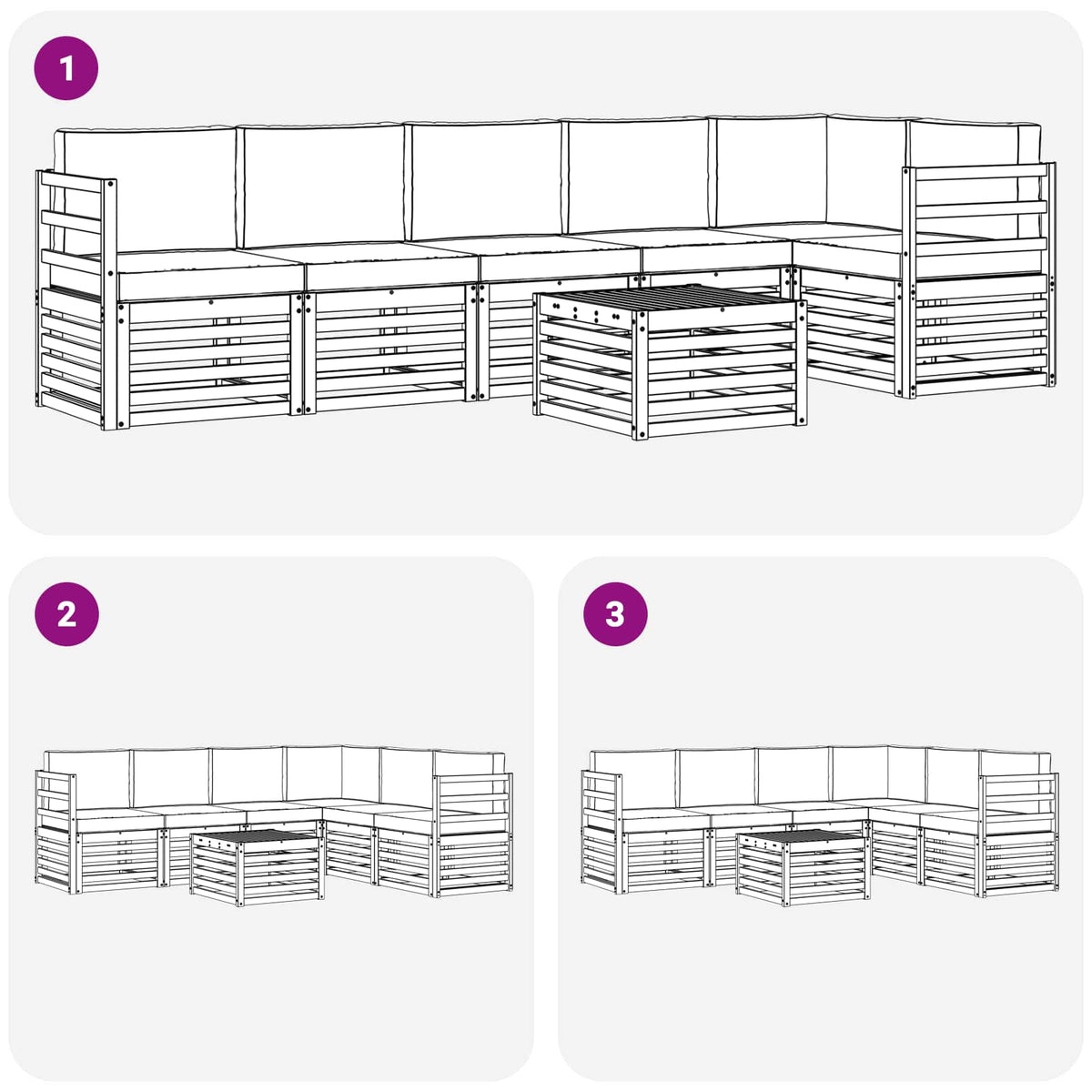 Set vanjskih sofa 7 pcs Bijela i antracit 59 x 59 x 37 cm