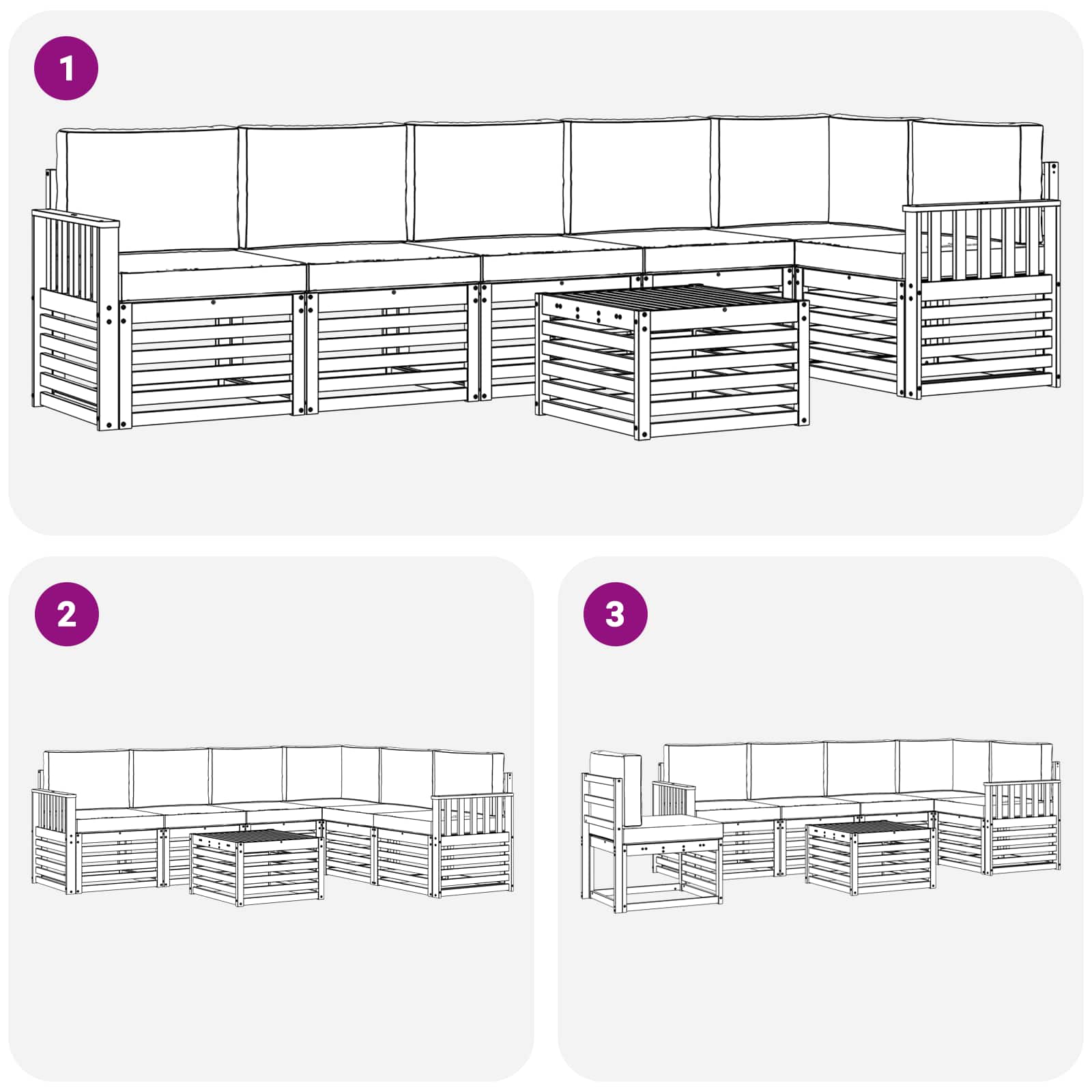 Set vanjskih sofa 7 pcs Bijela i antracit 59 x 59 x 37 cm