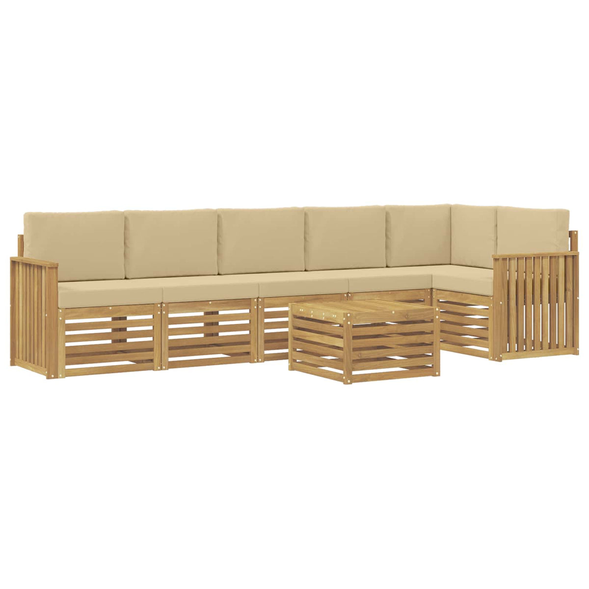 Set vanjskih sofa 7 kom. Bijela i bež Poliester 59 x 59 x 37 cm