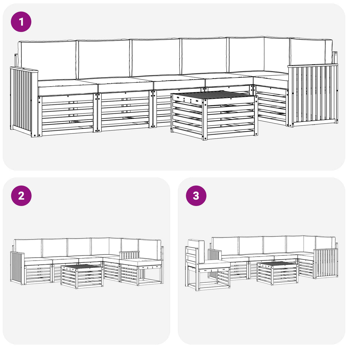 Set vanjskih sofa 7 kom. Bijela i bež Poliester 59 x 59 x 37 cm