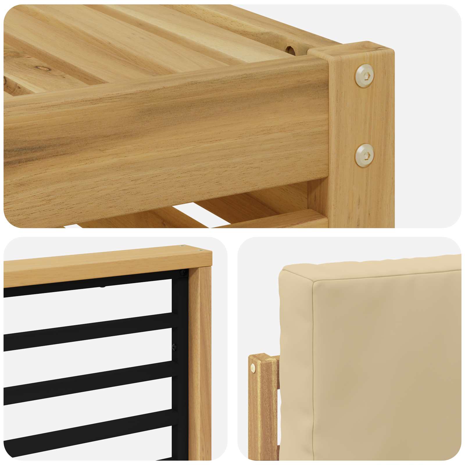 Set vanjskih sofa 7 pcs Bijela i bež 59 x 59 x 37 cm Poliester