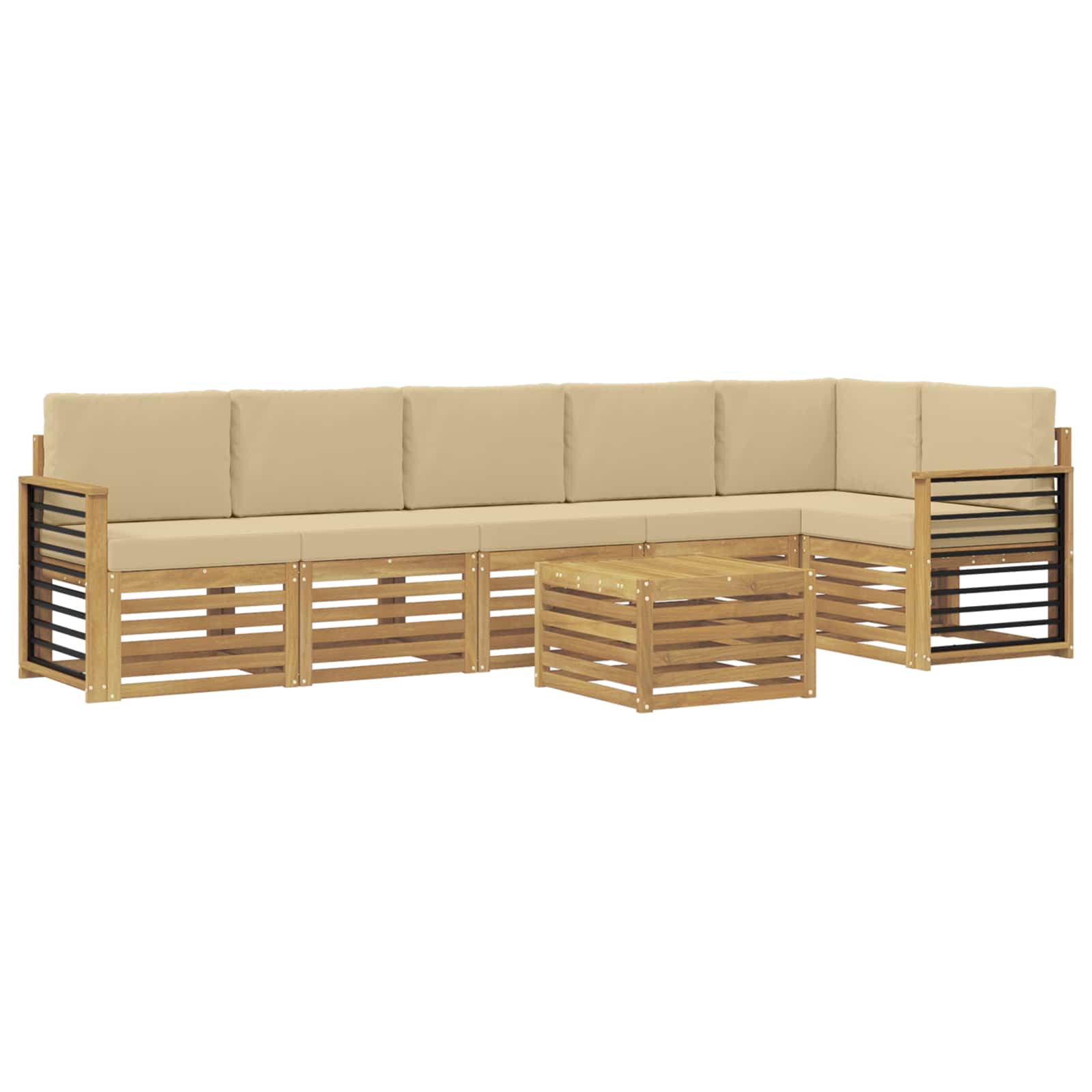 Set vanjskih sofa 7 pcs Bijela i bež 59 x 59 x 37 cm Poliester