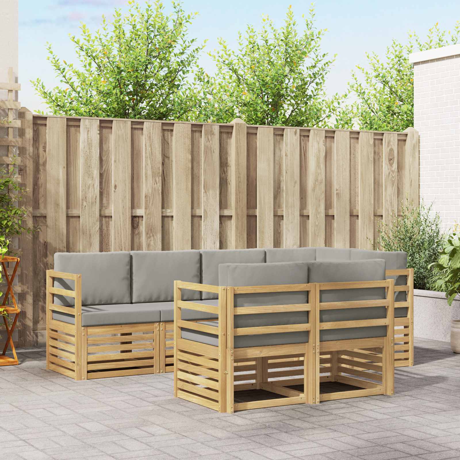 Set vanjskih sofa 7 pcs Bijela i svjetlosiva