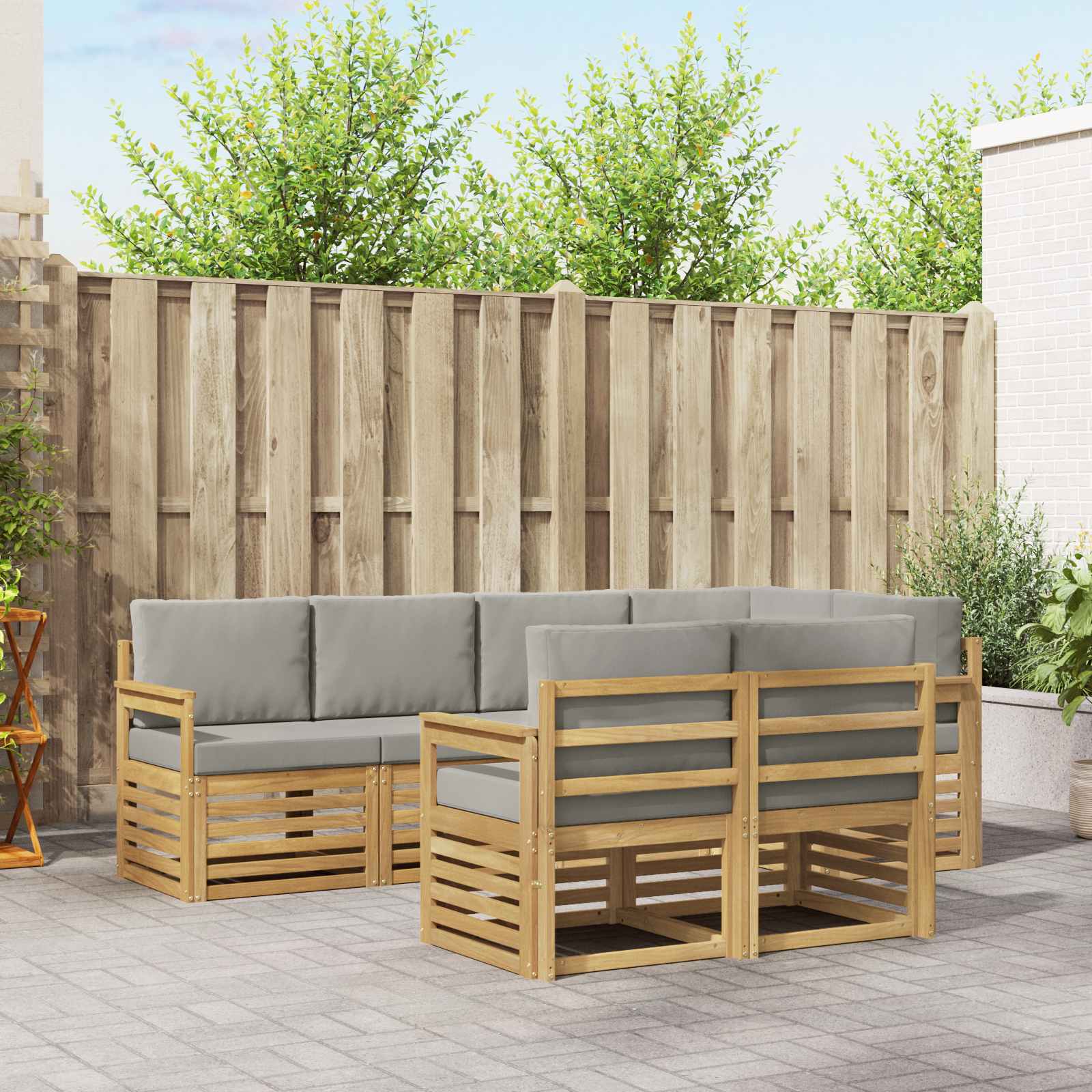 Set vanjskih sofa 7 pcs Bijela i svjetlosiva