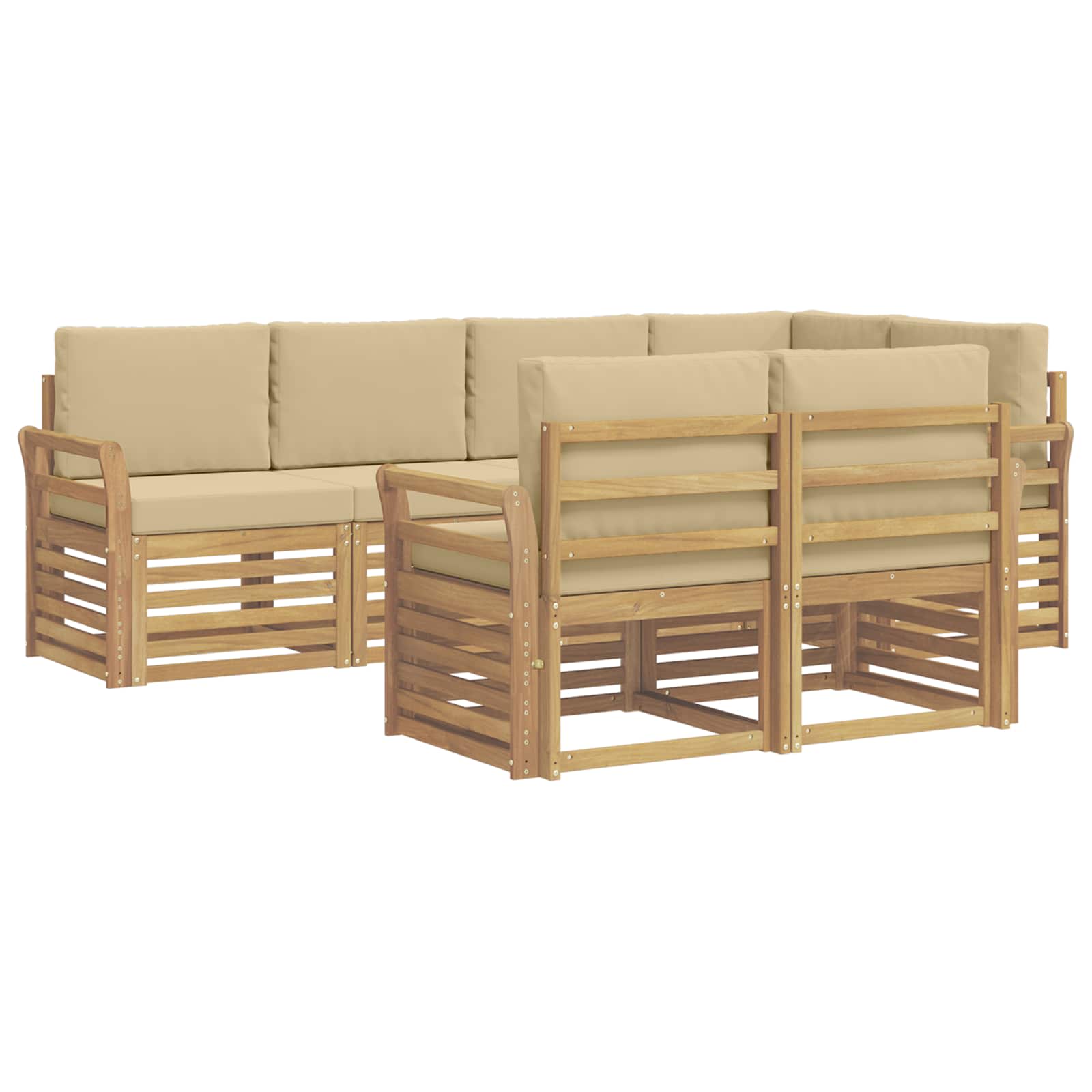 Set vanjskih sofa 7 pcs Bijela i bež 249 x 130,5 x 73 cm