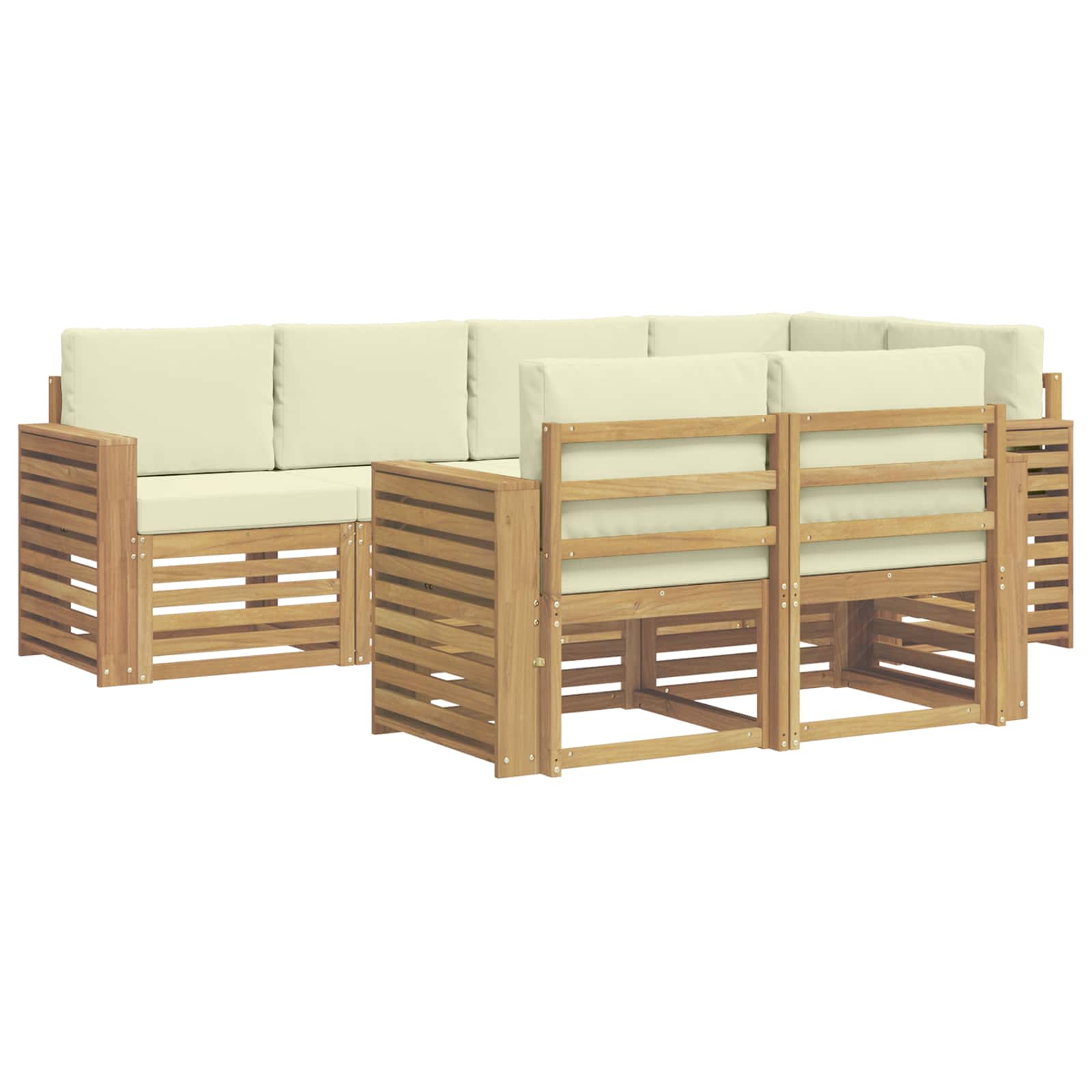Set vanjskih sofa 7 pcs Bijela i krem 251 x 132,5 x 73 cm