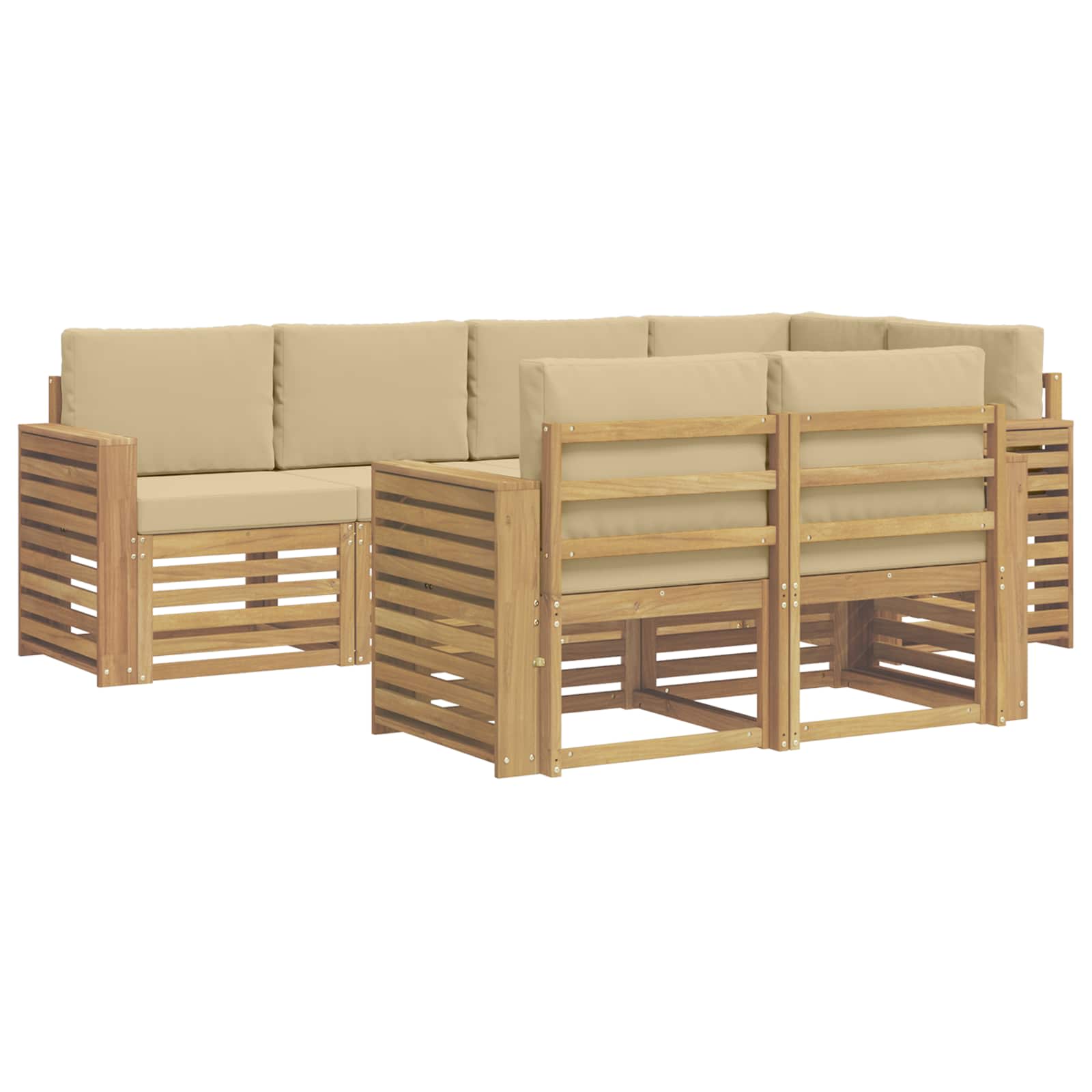 Set vanjskih sofa 7 pcs Bijela i bež 251 x 132,5 x 73 cm