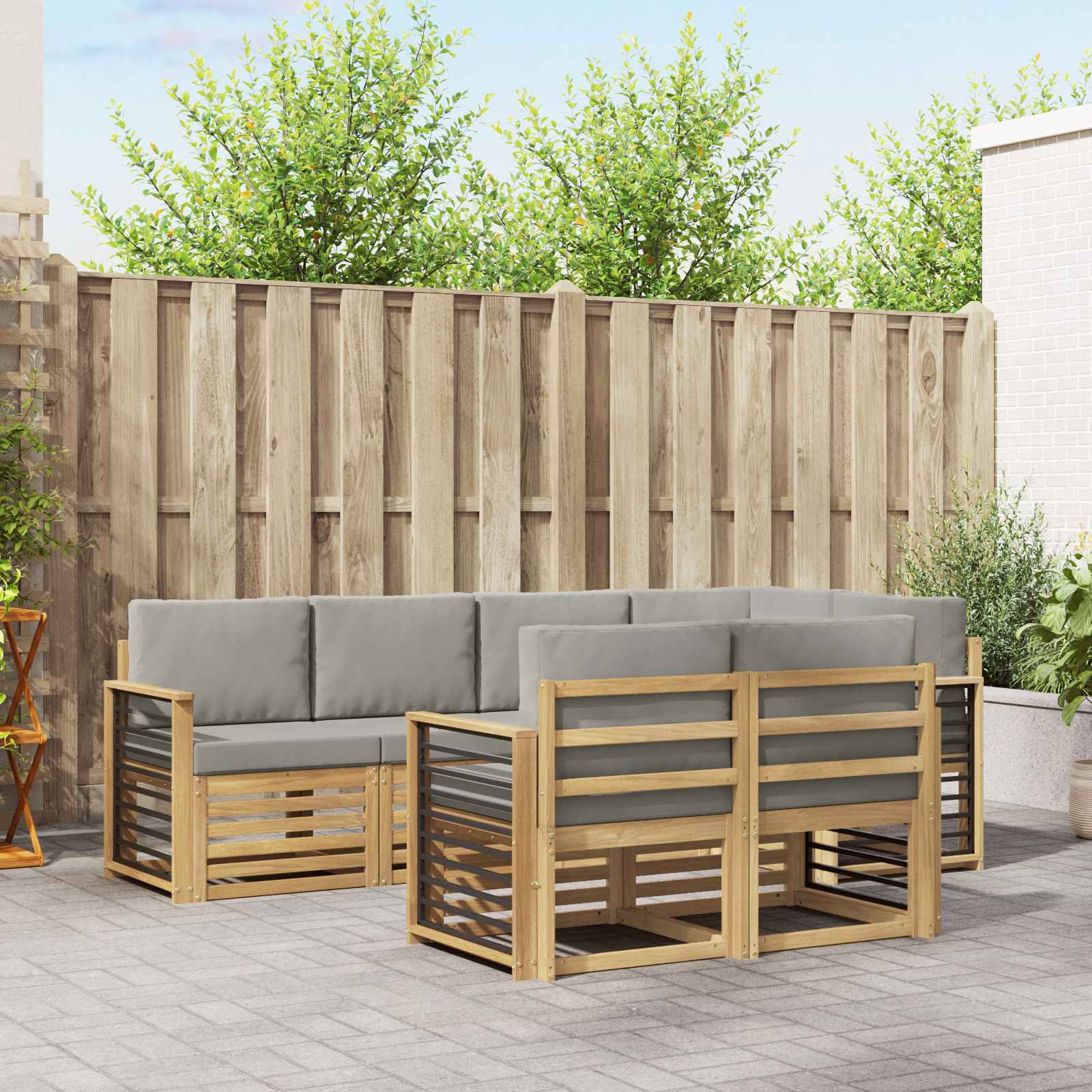 Set vanjskih sofa 7 pcs Bijela i svjetlosiva