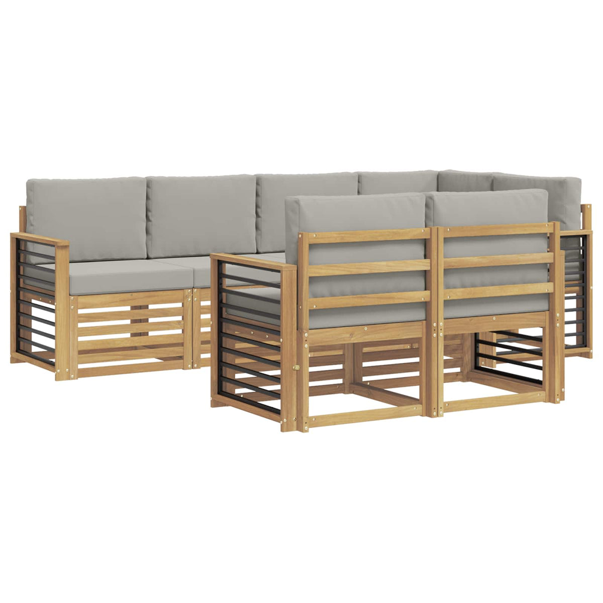 Set vanjskih sofa 7 kom. Bijela i svjetlosiva Poliester 247 x 128,5 x 73 cm